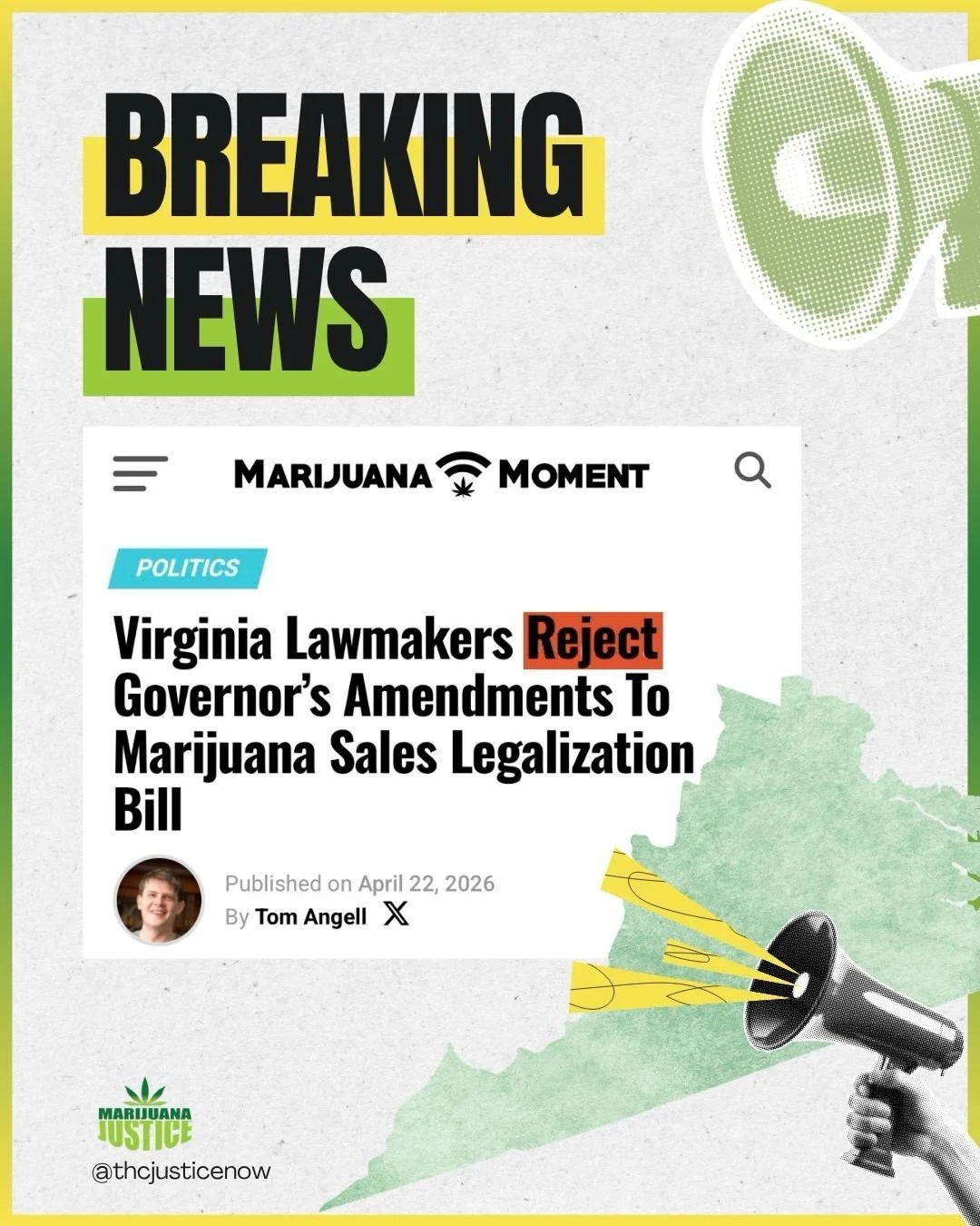 Tell the gov to pass the retail and resentencing bills! 

Virginia House and Senate reject Governor Spanberger amendments. The governor now has 30 days to allow the original bills to pass as law or veto them.

We need your help to let her hear our vo