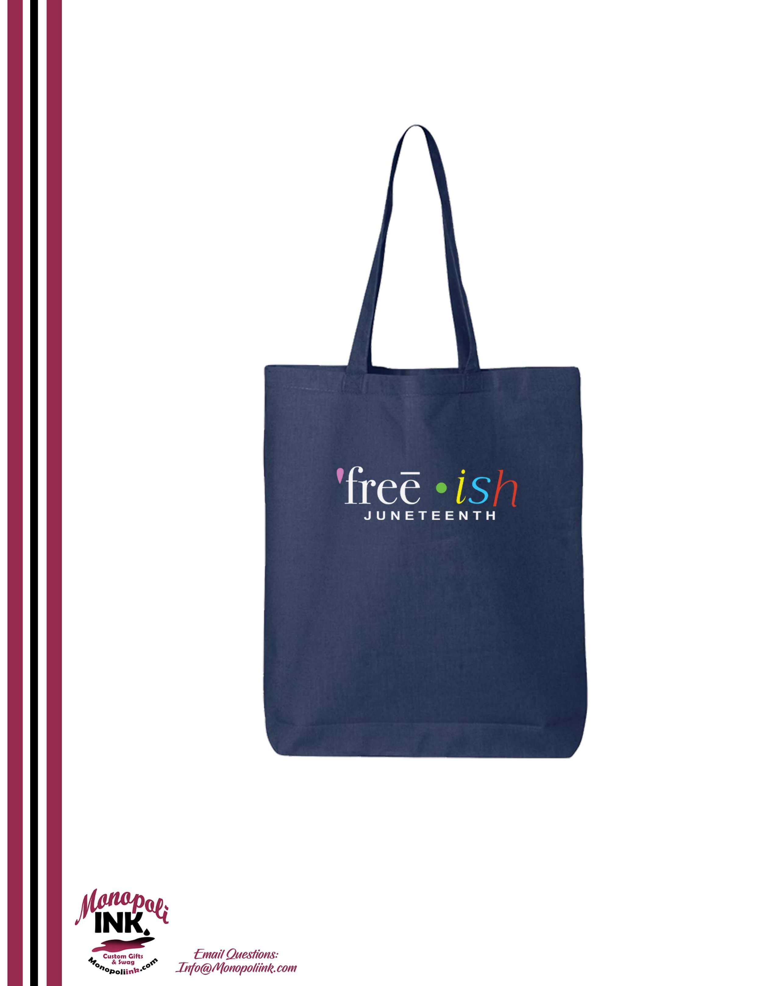 Juneteenth Text Lady QTees Tote Navy.jpg