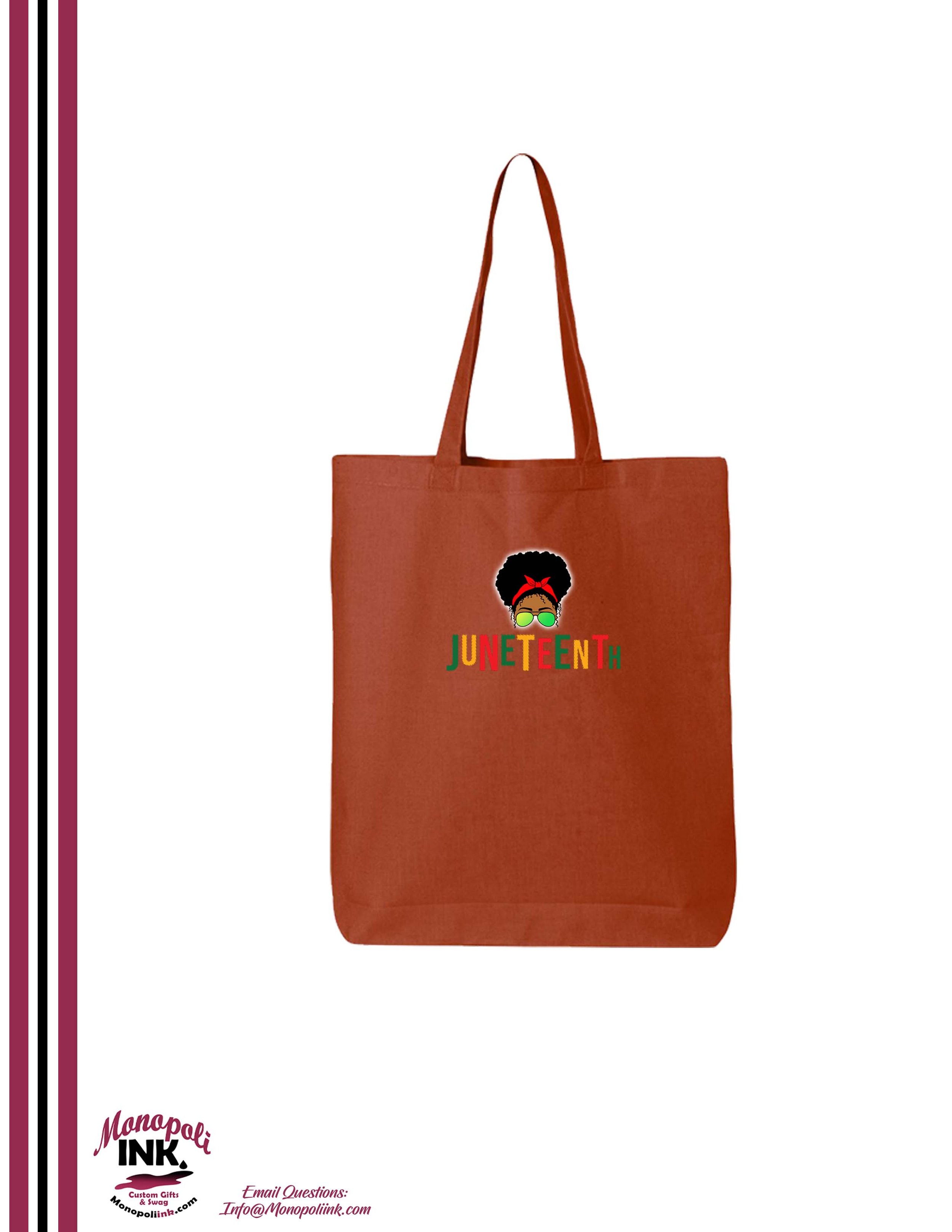 Juneteenth Text Lady QTees Tote Texas Orange.jpg