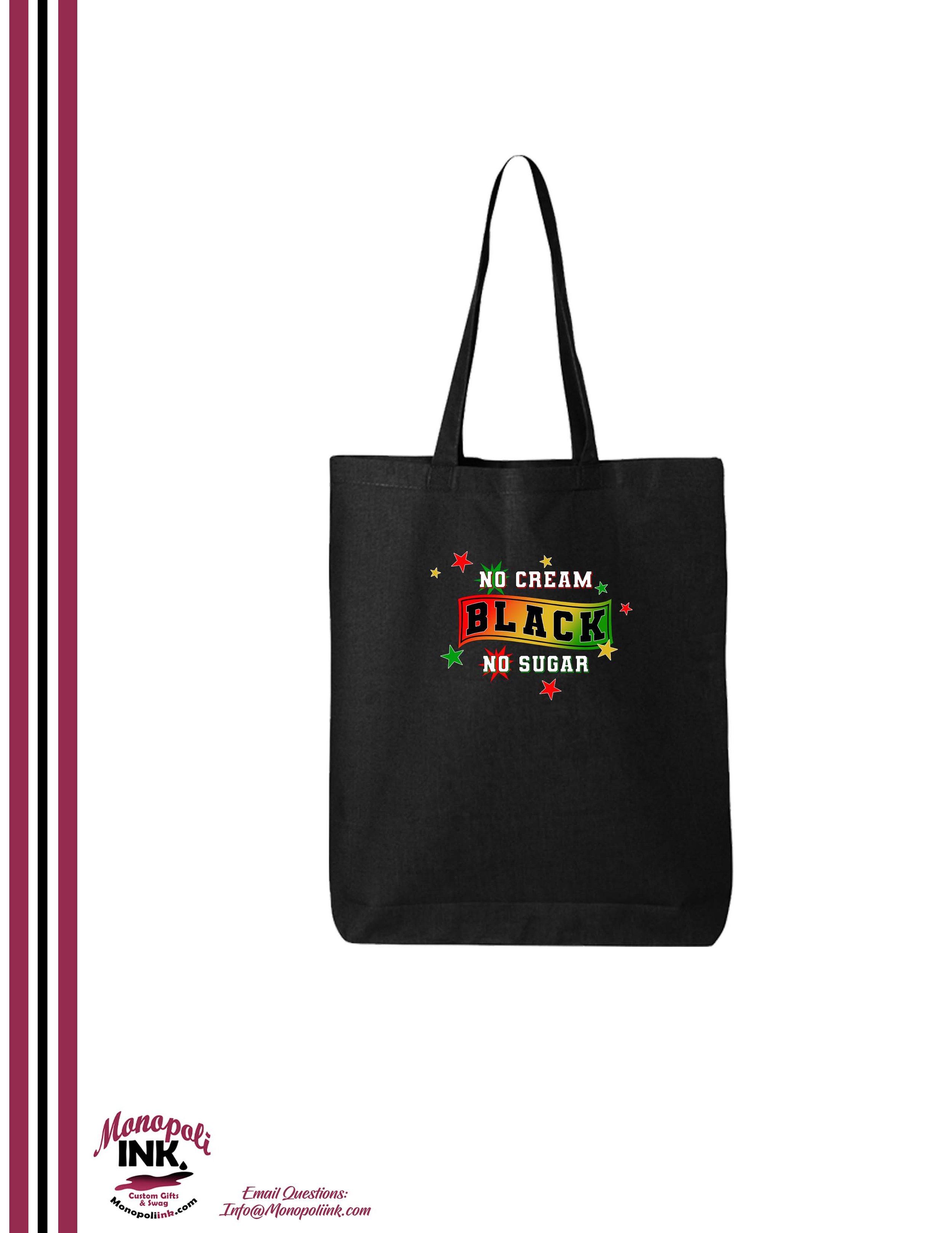 Juneteenth Text Lady QTees Tote Black.jpg