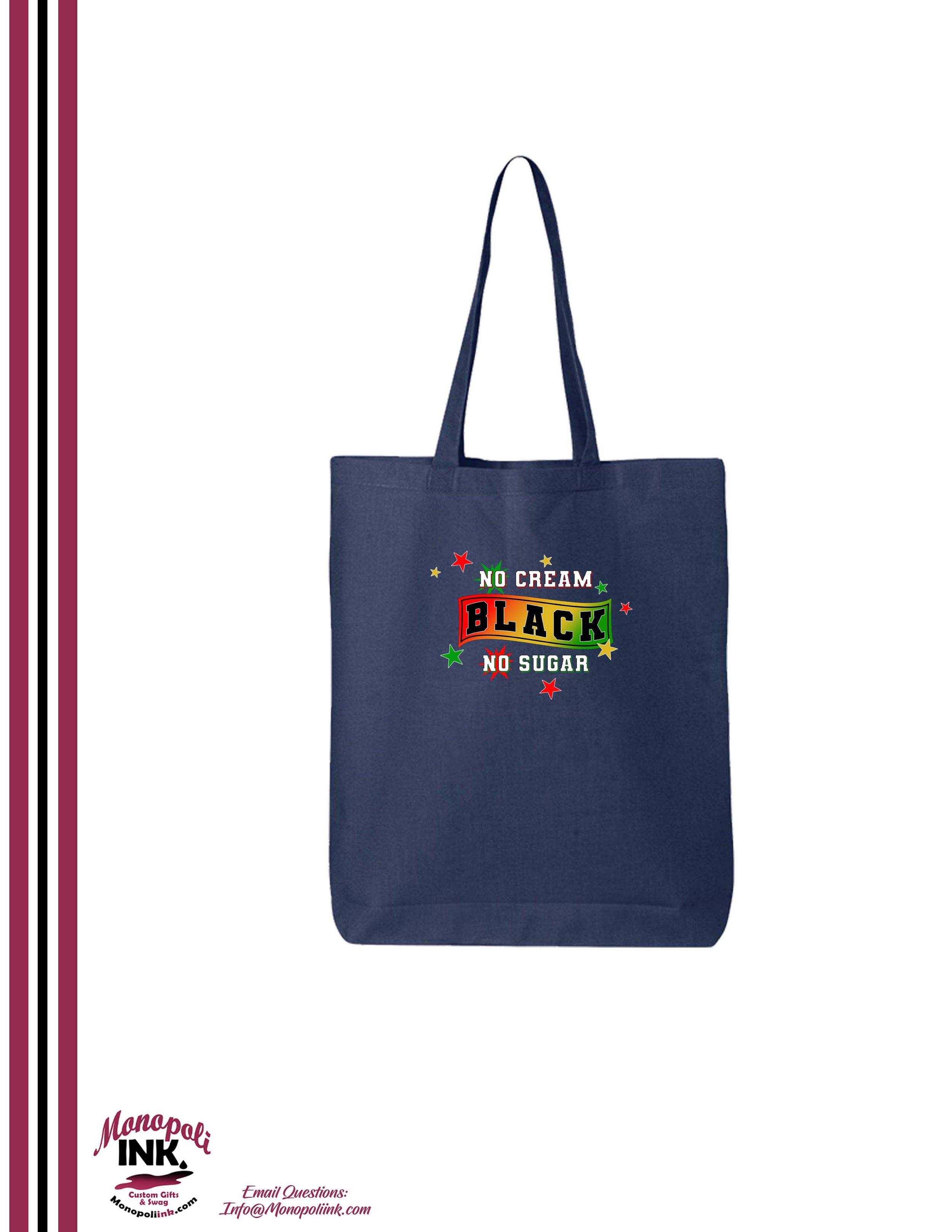 Juneteenth Text Lady QTees Tote Navy.jpg