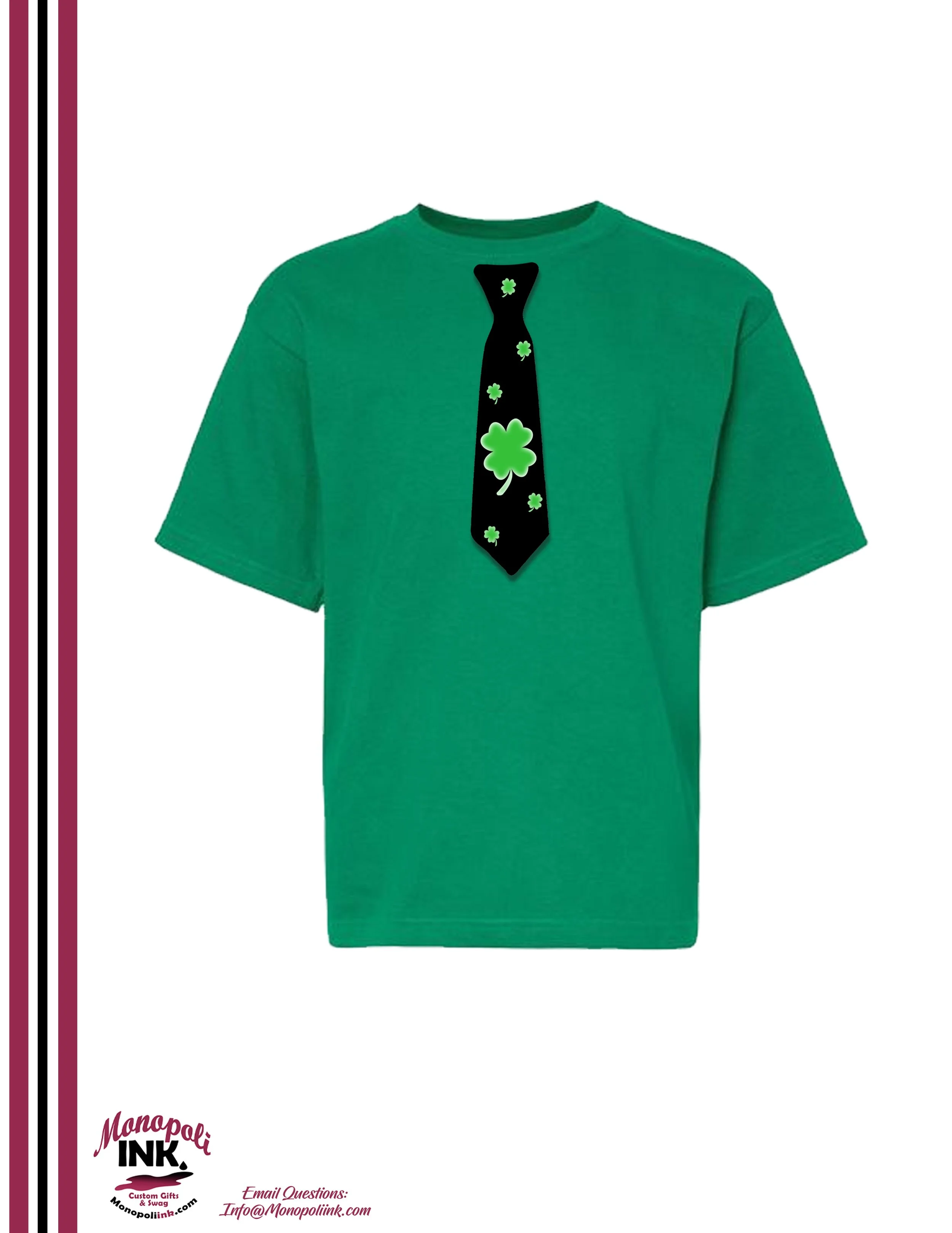 St Paddy Shamrock Tie Youth Tee.jpg
