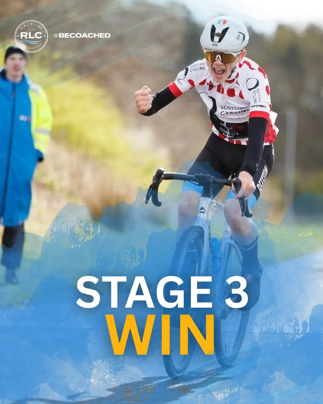 cycling winning with hands up