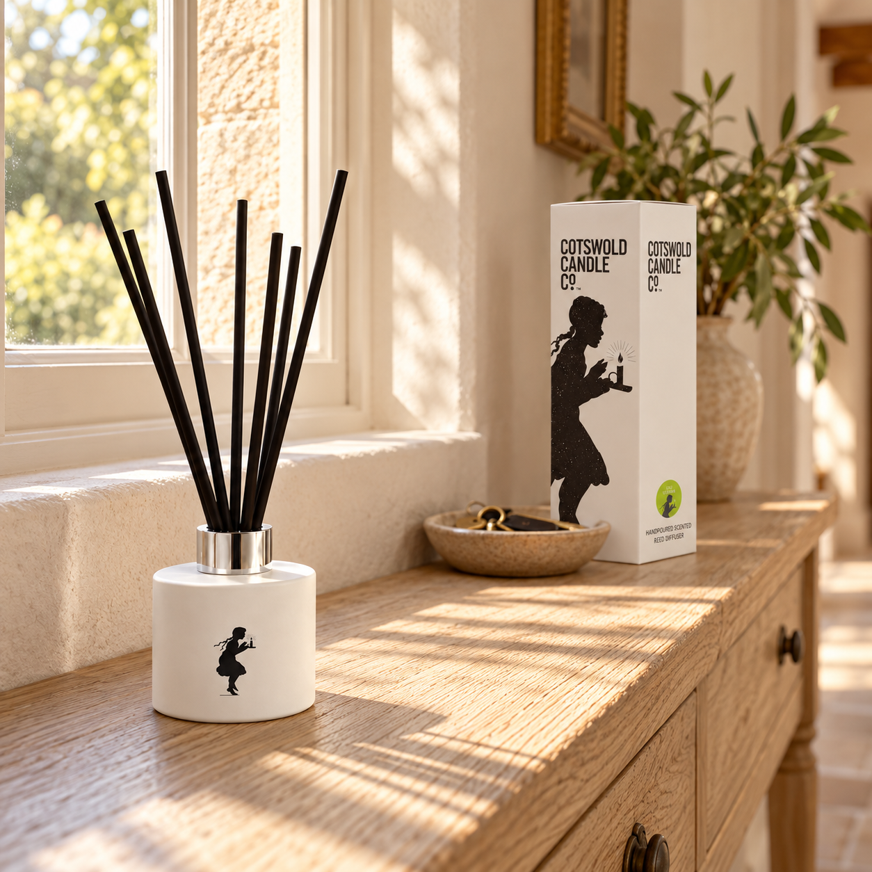 Eau Verbena reed diffuser styled in a room