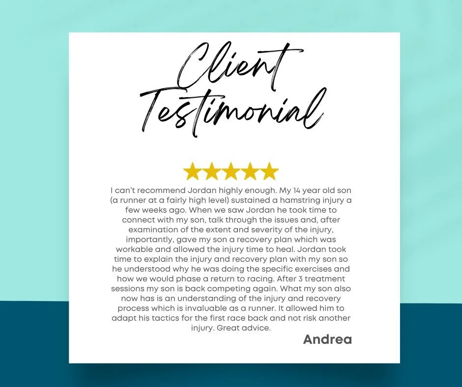 ⭐️ Patient Review Spotlight! ⭐️
This wonderful review comes from Andrea, on behalf of her son &mdash; a talented 14-year-old runner 🏃&zwj;♂️💨
&ldquo;I can&rsquo;t recommend Jordan highly enough. My 14-year-old son (a competitive runner) sustained a