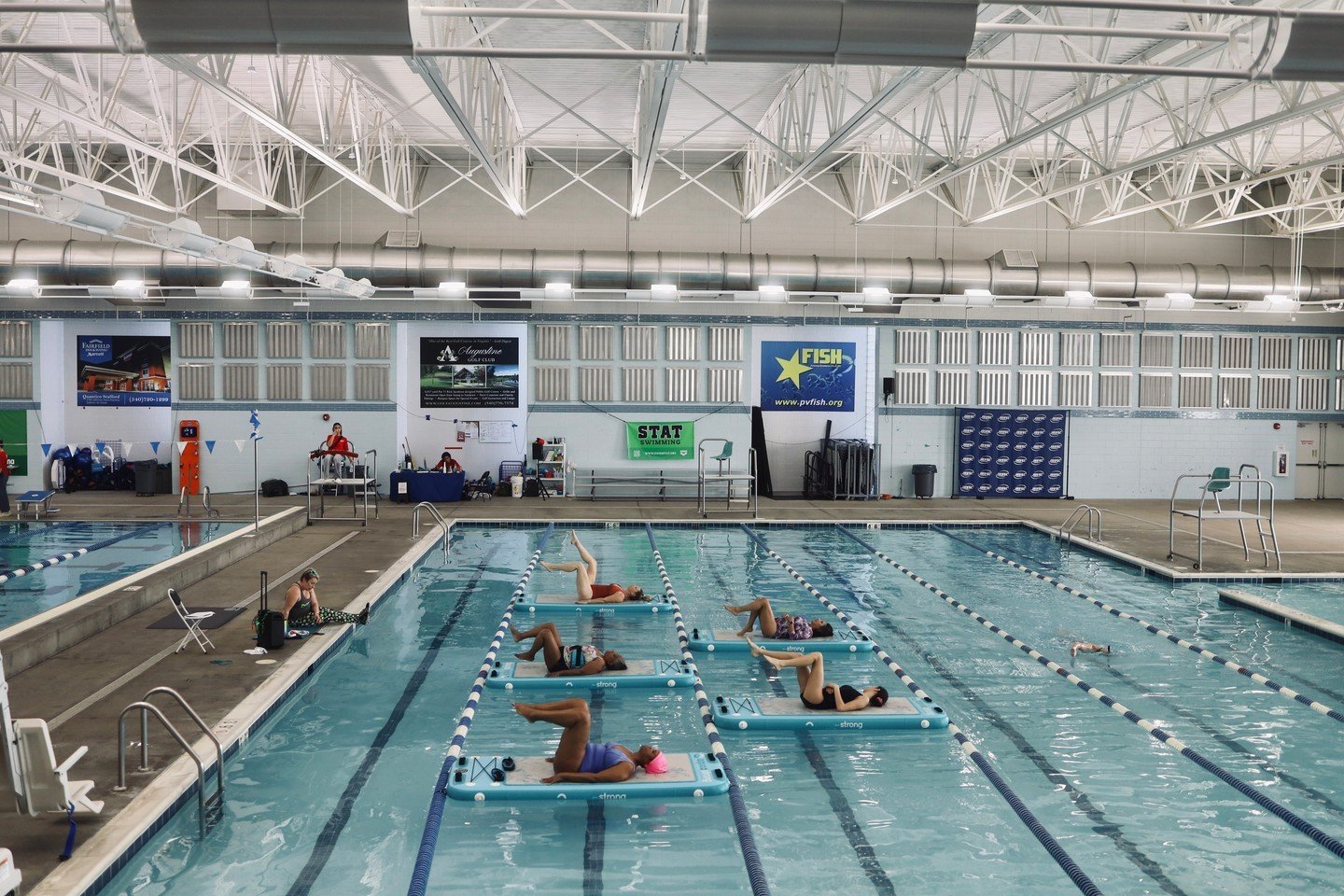 Get ready for 2️⃣ Aqua Board classes next month! 

Join us on 5/11 and 5/25 at 10A for a refreshing workout in the shallow recreational pool. Registration required - click the link in our bio to sign up! 

*Participants should feel confident in the w