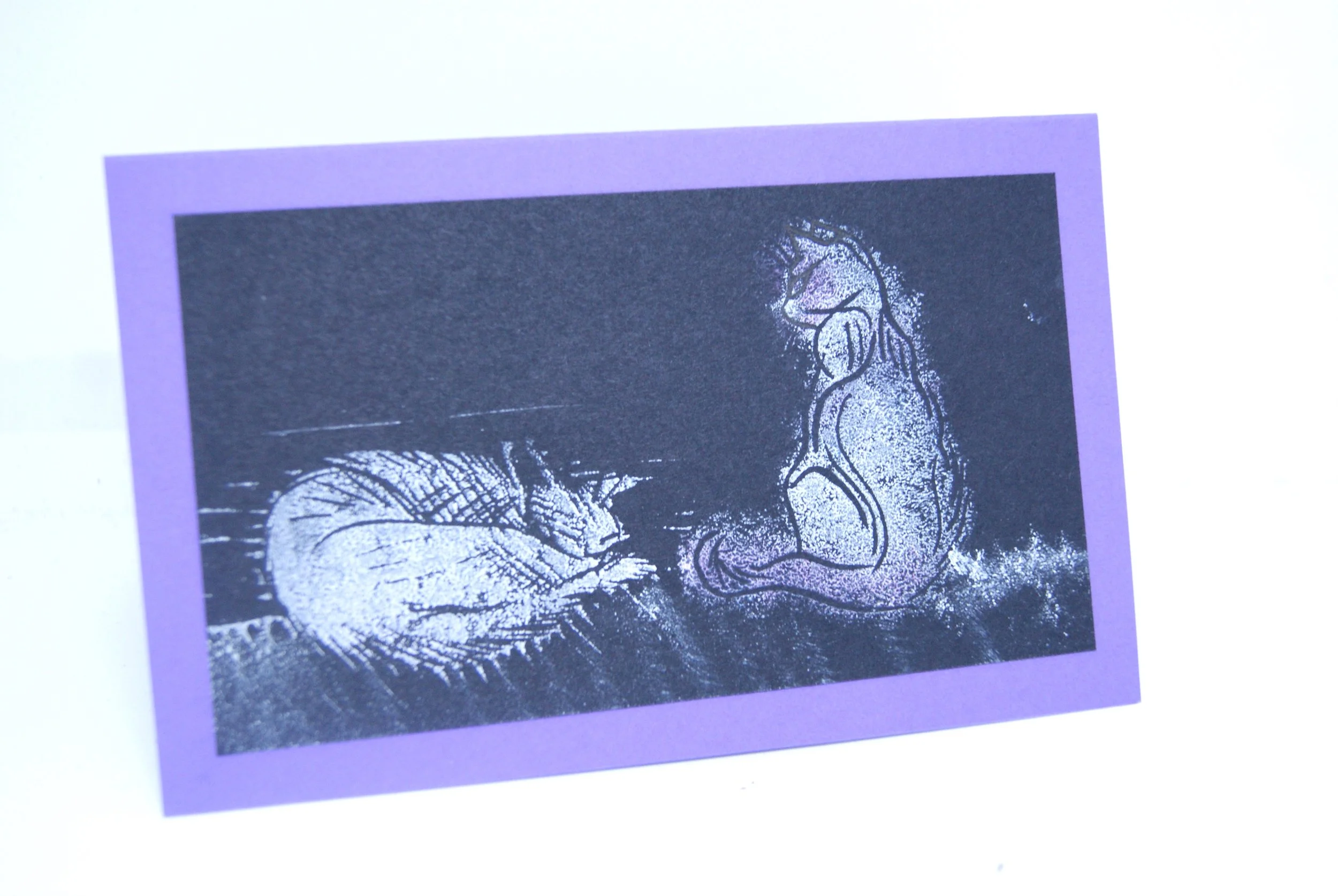 Adult's linocut - cats