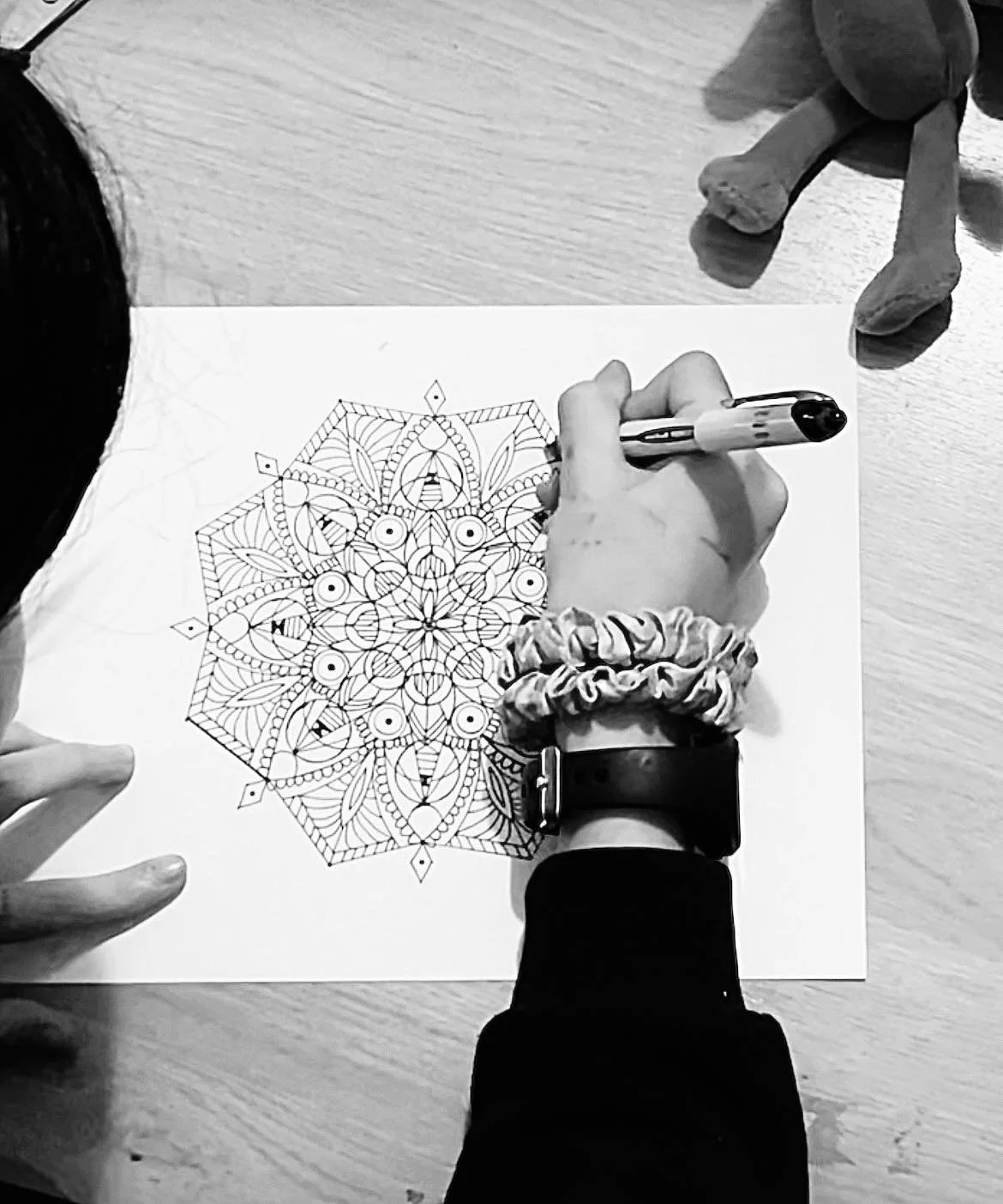Children's mandala in progress