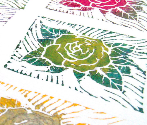 Adult's linocut - rose