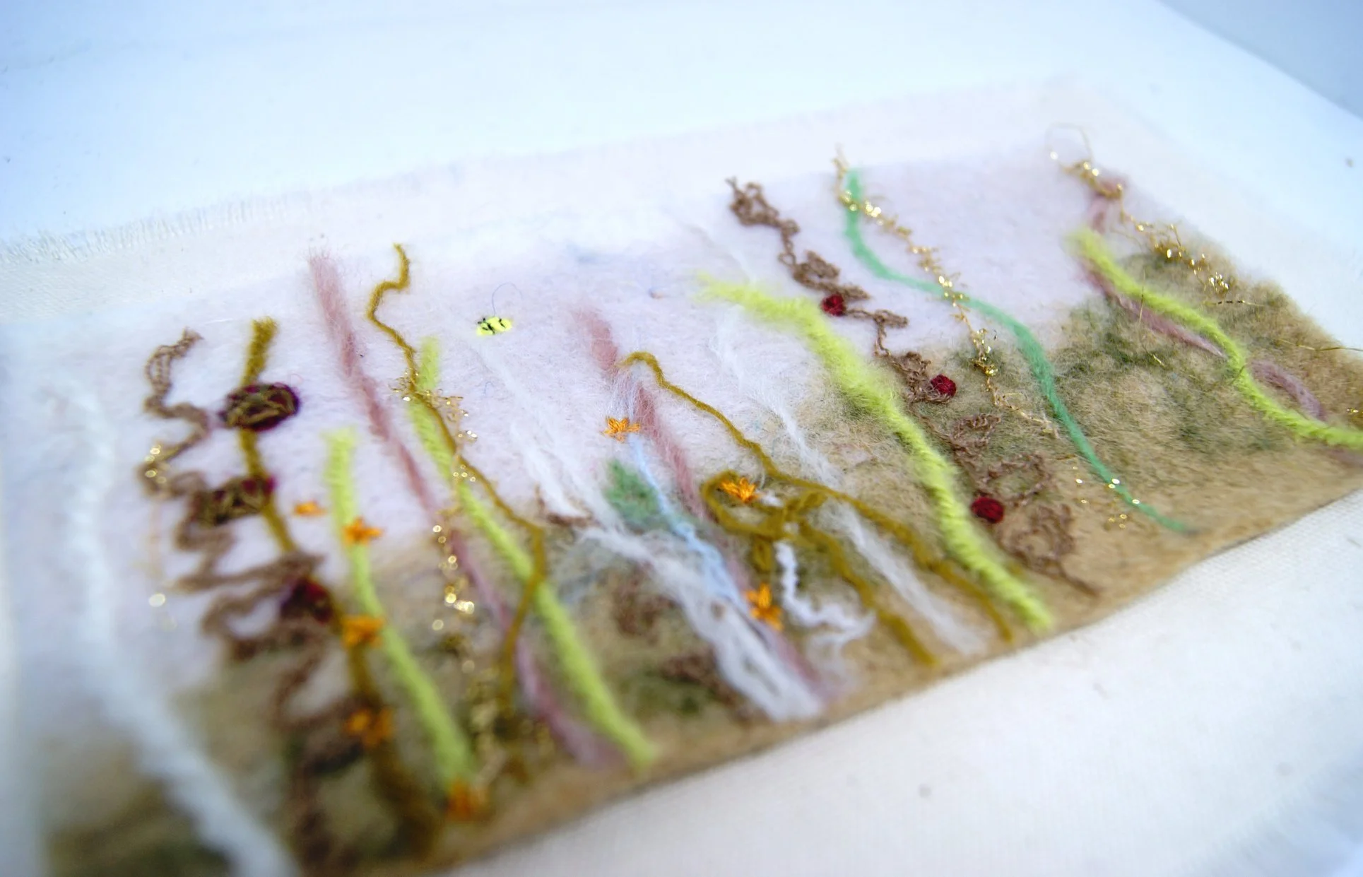 Combining wet felting, needle felting and embroidery