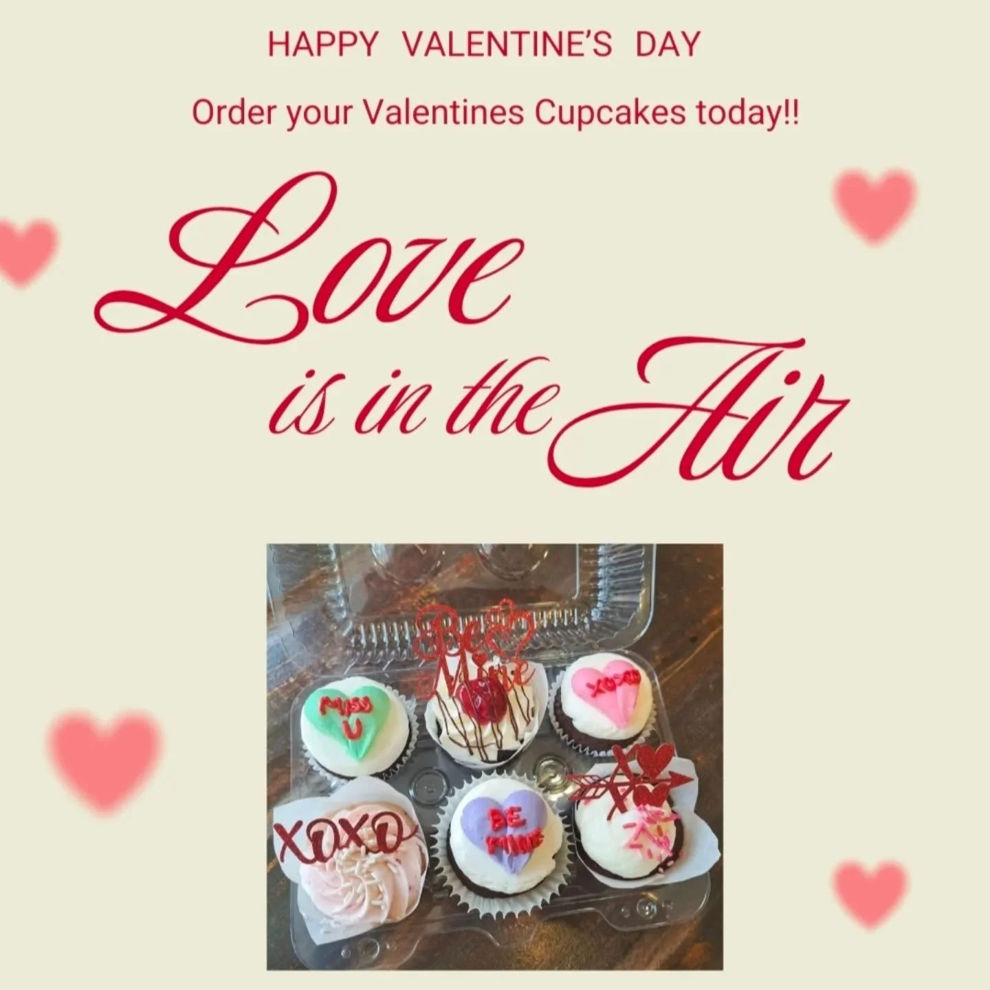 Valentine's Day is less than a week away!! Call or order online for your favorite Valentine's flavors including Chocolate Strawberry, Cherry Almond and Strawberry Champagne! Available in regular size and smalls, and call to ask about our custom cakes