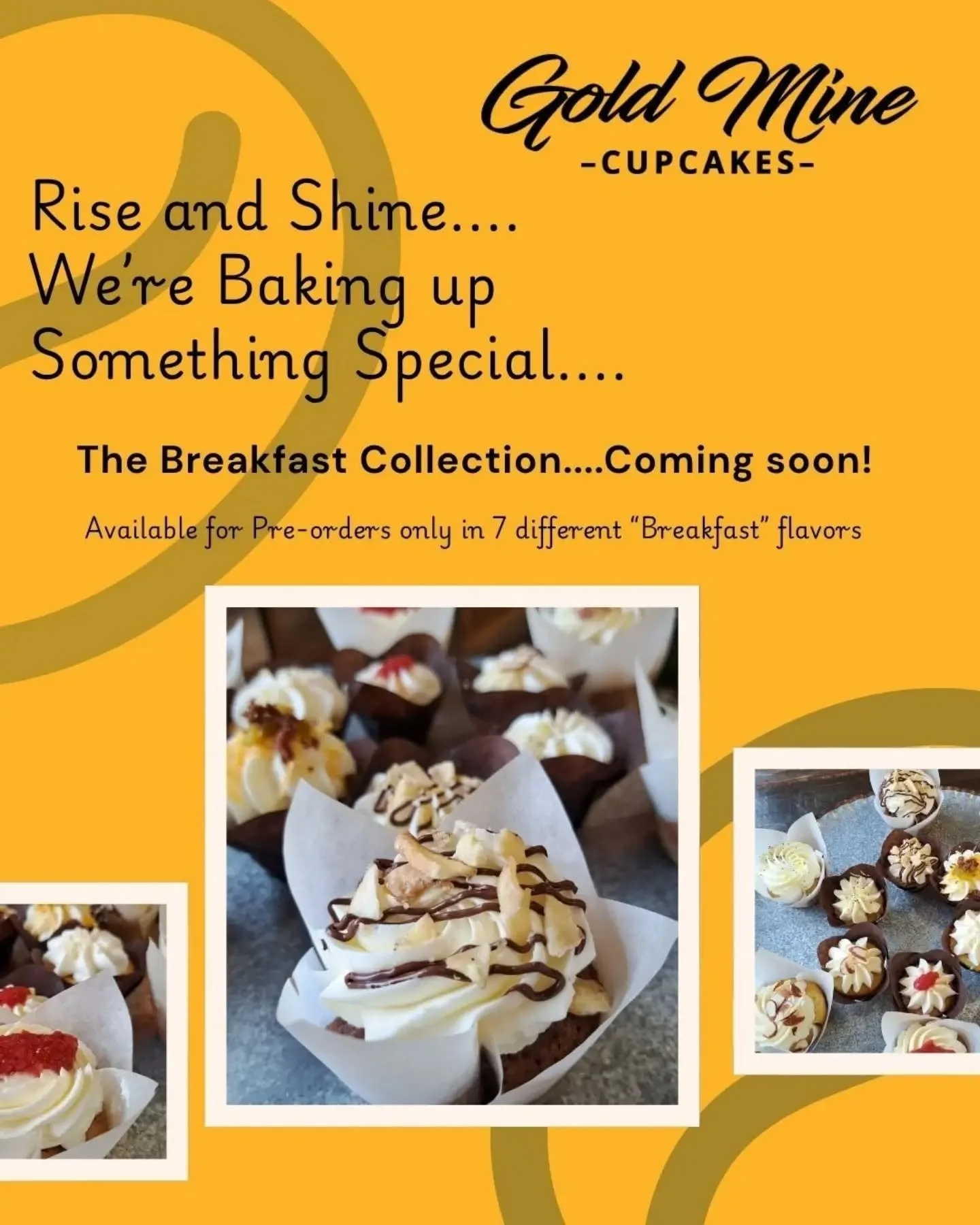 Coming soon..... 🍳 The Breakfast collection! ☕️

🌅 Available for pre-orders only, these unique Breakfast Cupcakes will be the perfect addition to your morning event, meeting or just to share with your coworkers with pick-up times starting as early 