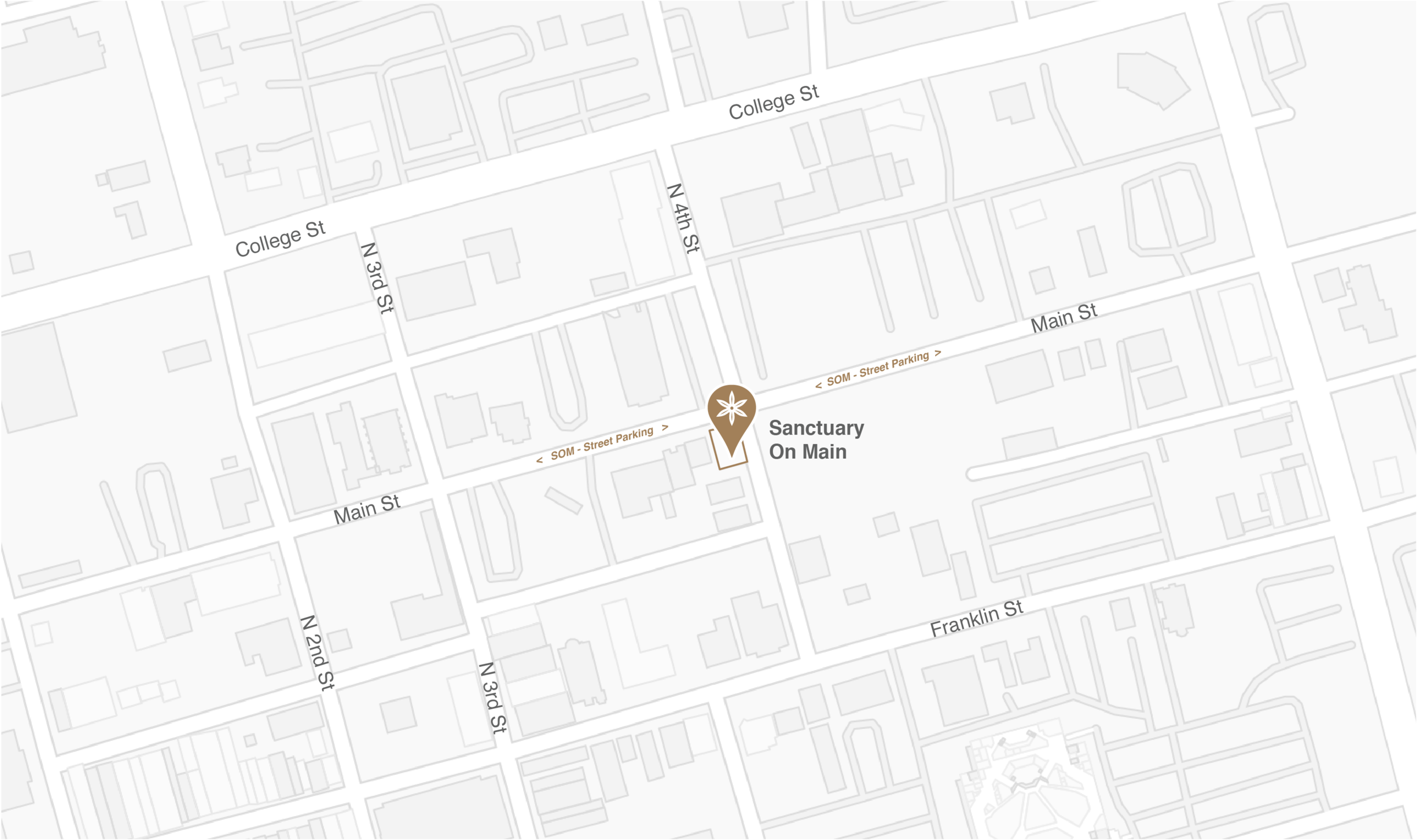 Our new address is 334 Main Street Clarksville TN 37040. The map above shows our location (Gold Drop Pin) and it also shows where parking is available.