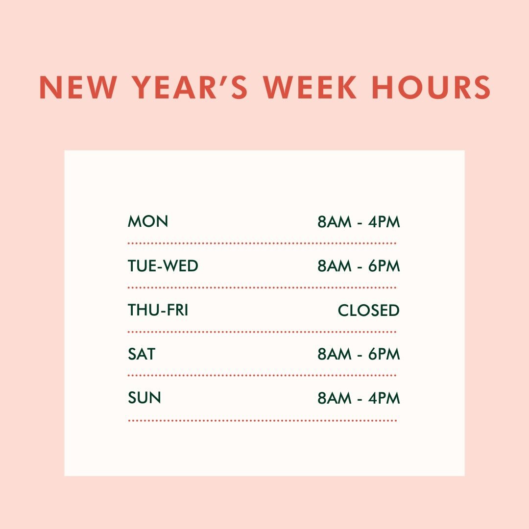 Two easy steps to start the New Year out right:
✨Check our holiday hours 
✨Place your order