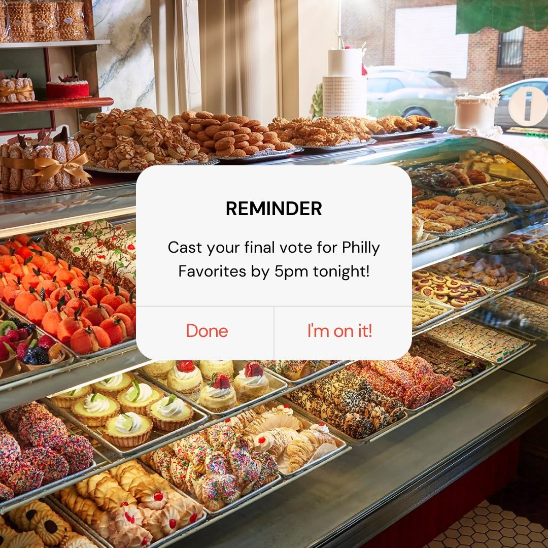 Philly Favorites ends today 🏙️
Find us under Eat &amp; Drink in the Bakery, Dessert &amp; Pie categories - ready, set&hellip; vote! 

Link in bio

#phillyfavorites #bakery #dessert #pie #thephiladelphiainquirer