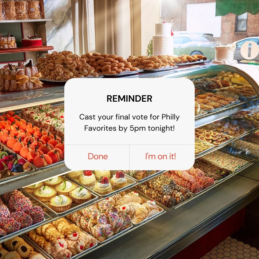 Philly Favorites ends today 🏙️
Find us under Eat &amp; Drink in the Bakery, Dessert &amp; Pie categories - ready, set&hellip; vote! 

Link in bio

#phillyfavorites #bakery #dessert #pie #thephiladelphiainquirer
