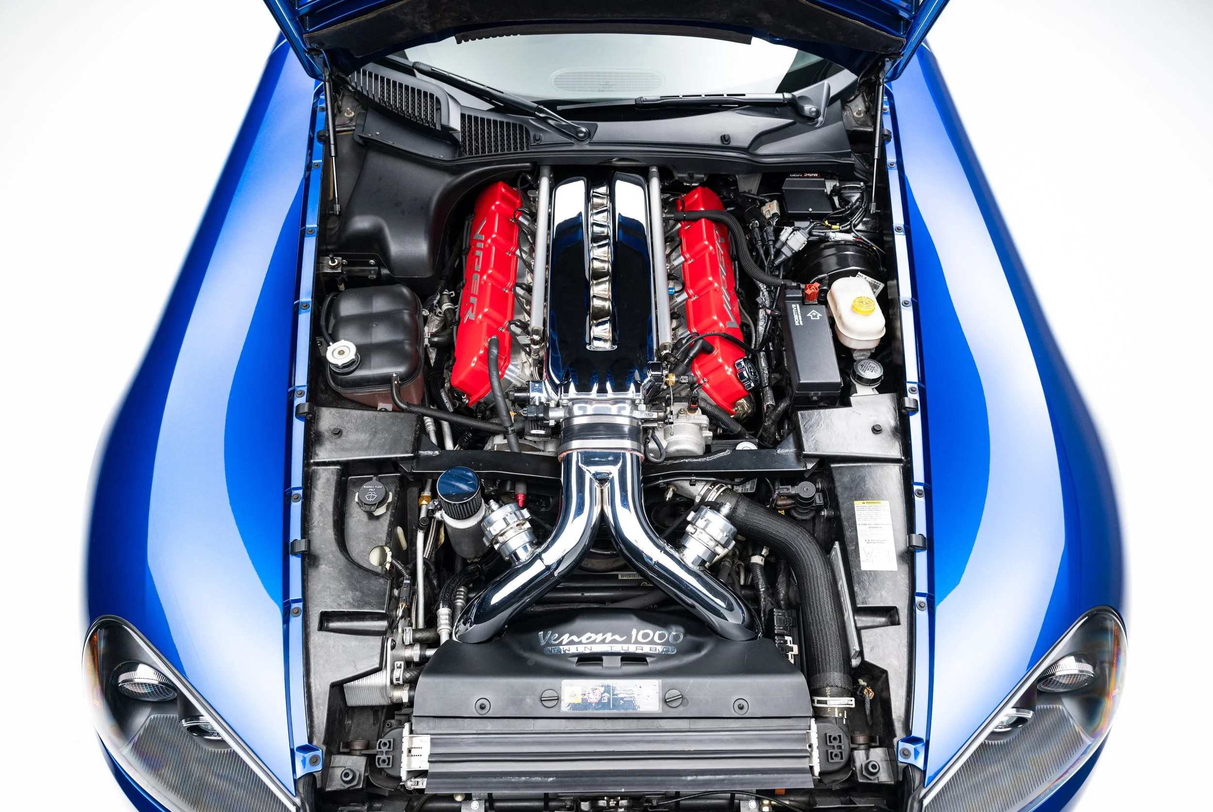 Twin-turbocharged V10 engine bay of the 2006 Dodge Viper SRT-10 Hennessey Venom 1000