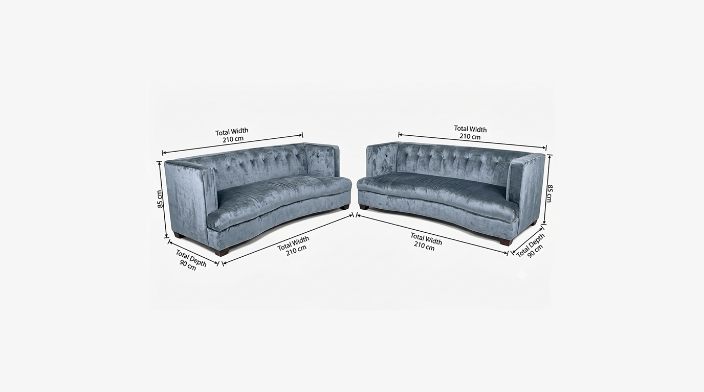 S - 108  Two Blue Velvet Sofas