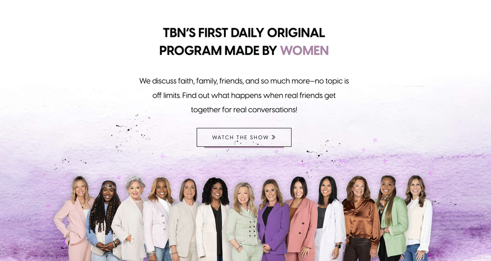 Website graphic with array of hosts and guests