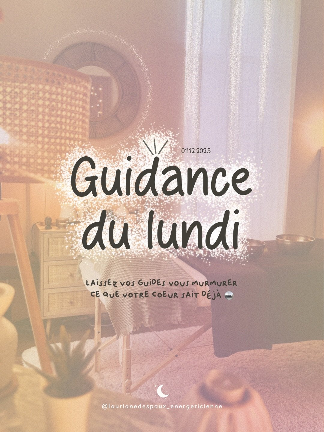 Guidance du lundi ✨🔮🪩

〰️ Une choix, un message, un &eacute;clairage pour votre semaine&hellip; 💌

Les messages sont canalis&eacute;s et r&eacute;dig&eacute;s en fonction de mes ressentis, vous avez biensur la libert&eacute; de l&rsquo;interpr&eac