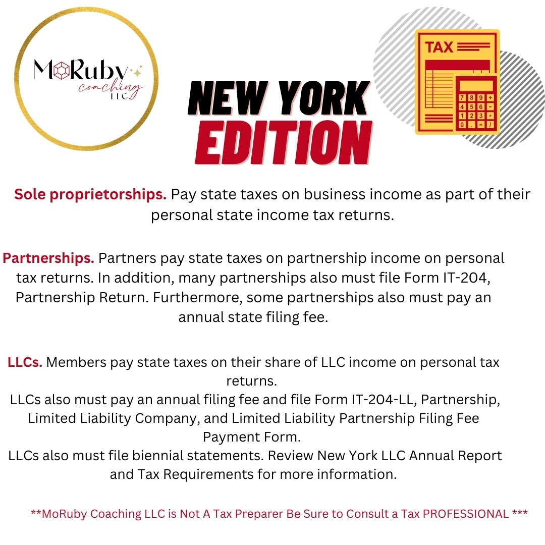 My New York Small Businesses......
Please make sure you understand how taxes work in comparison to how you structured your business! 

Consult A Tax Professional!! 

*
*
*
*
*
#smallbusinesscoach #smallbusinessadvice #smallbusinessexpert #smallbusine