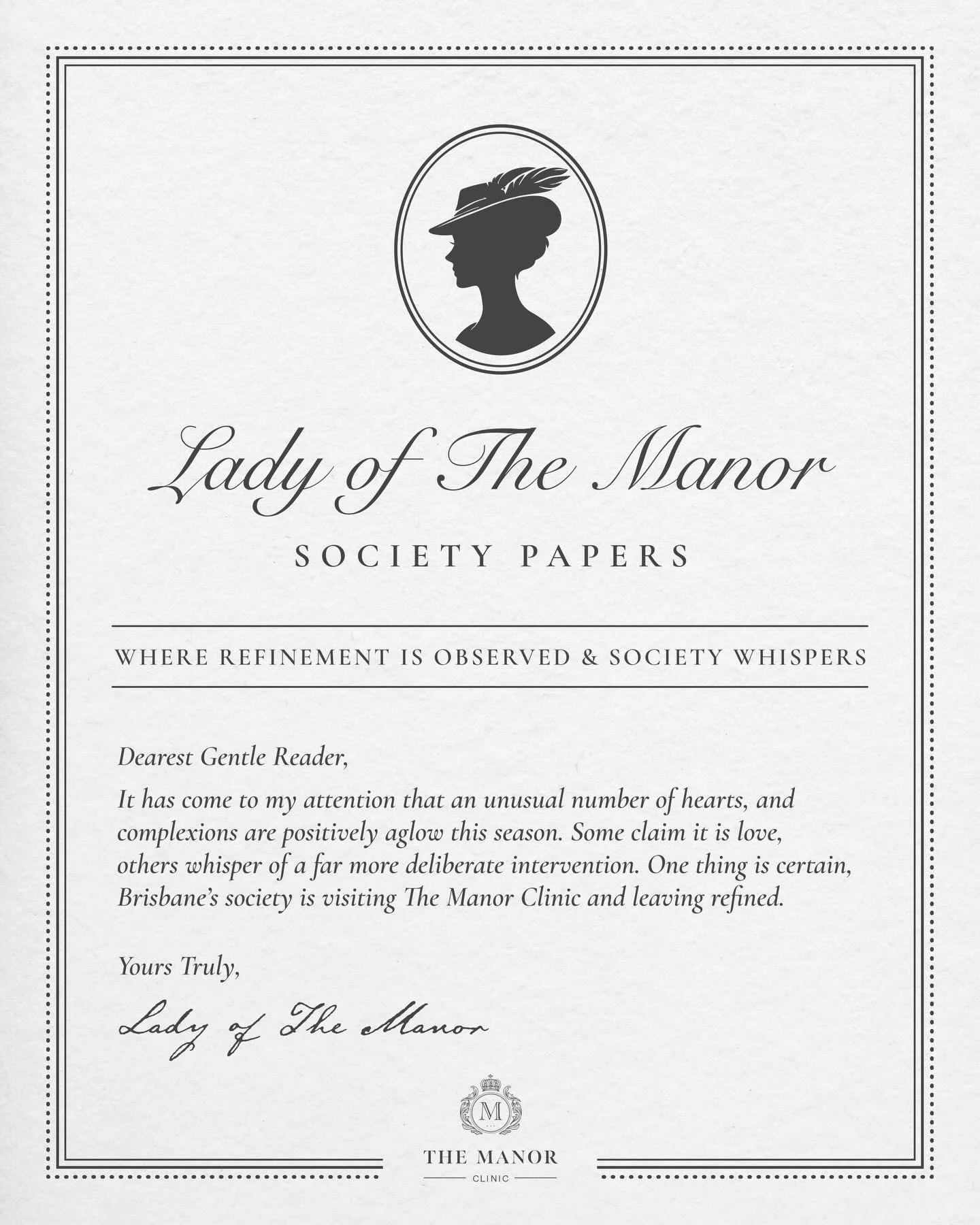 A Bridgerton-inspired Valentine&rsquo;s affair has arrived at The Manor Clinic. Celebrate our signature collections, exclusively until 15 February 2026. Discover and book via The Manor Clinic website.