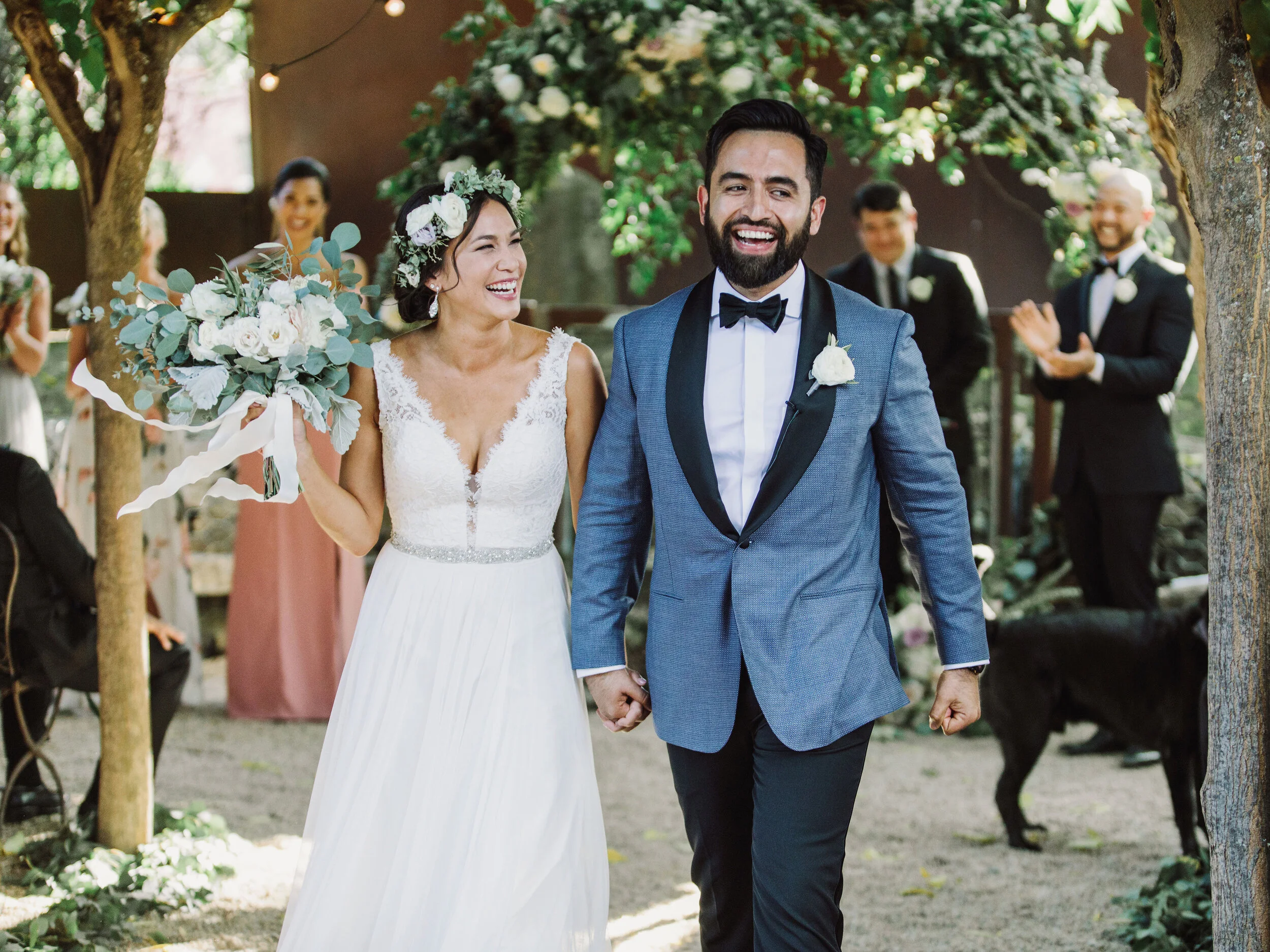Couple walk down the aisle for Sonoma County outdoor wedding image name: wedding-florist-boise-761