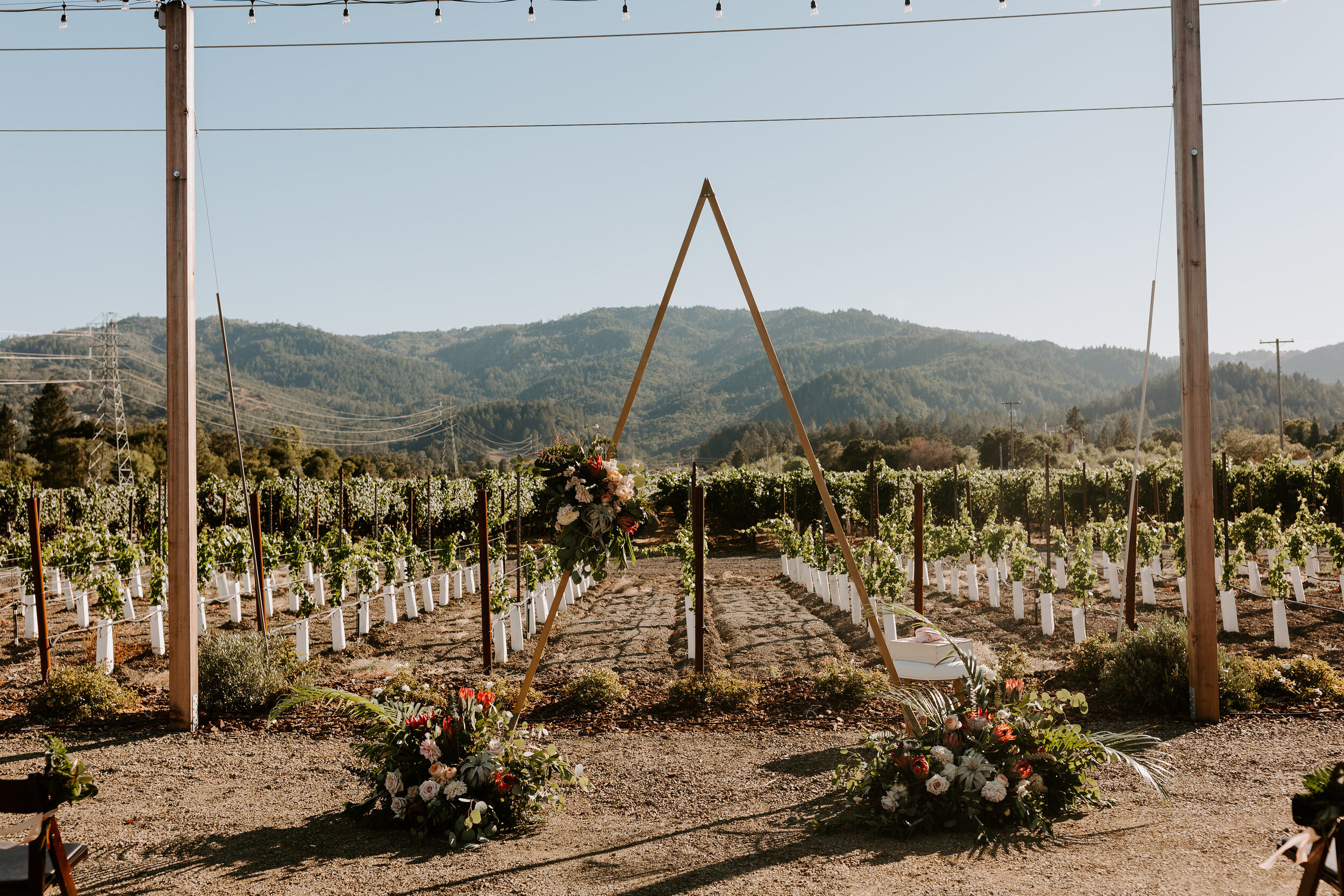 Modern triangle alter for California desert wedding image name: wedding-florist-boise-703