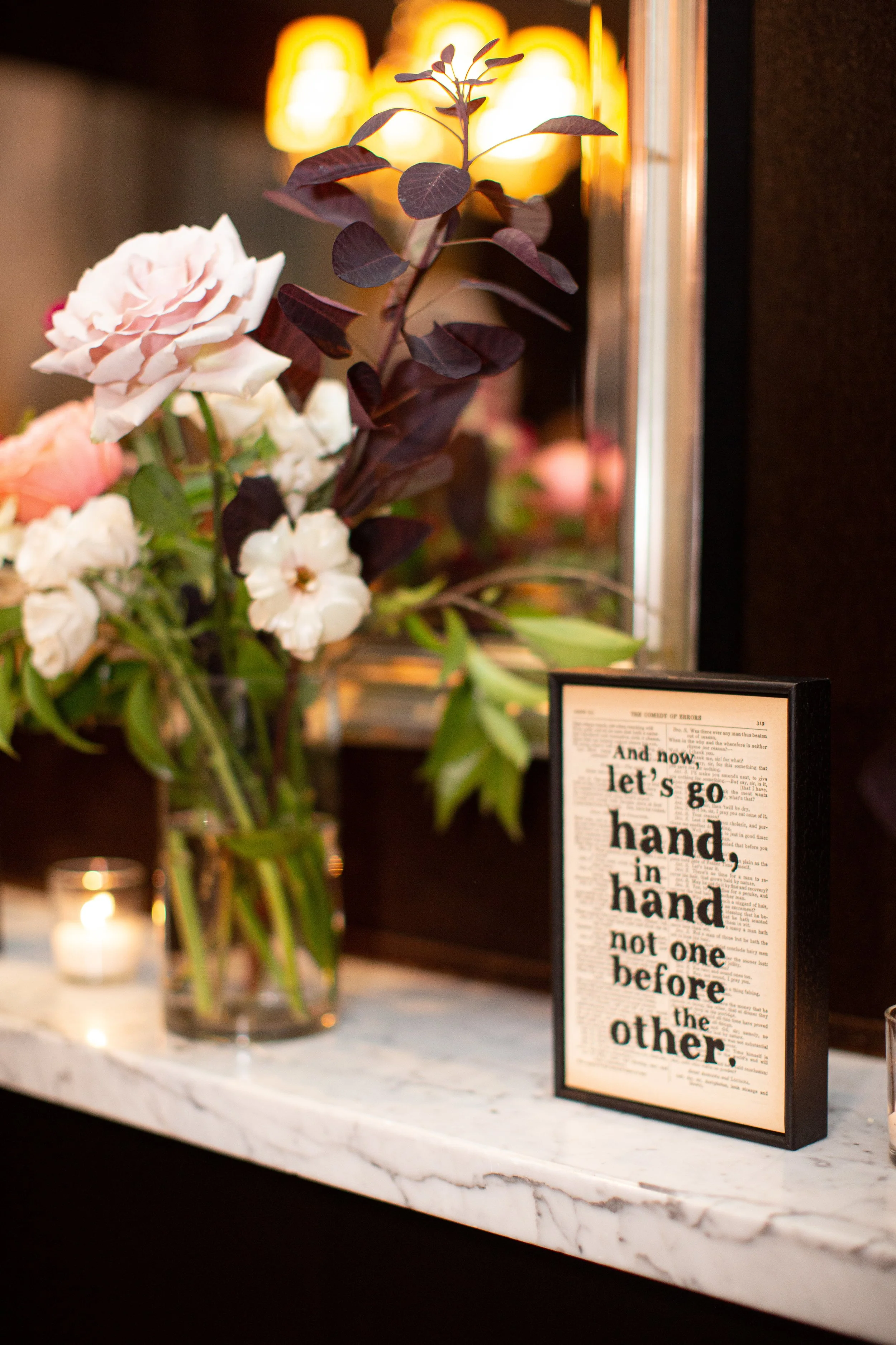 Pink roses and anomie in background at Boise, ID wedding image name: wedding-florist-boise-422