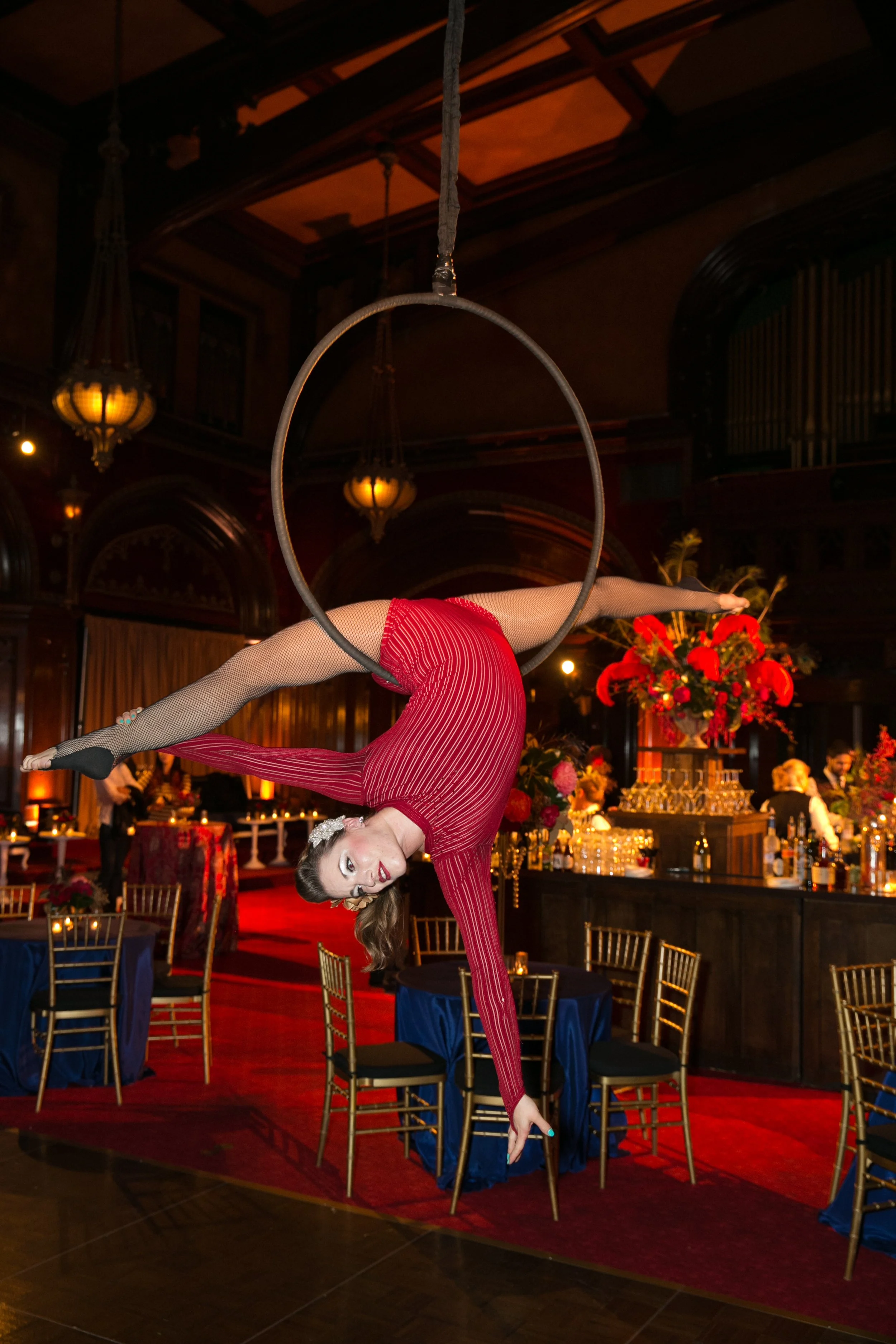 Aerial dancer masquerade ball San Francisco CA image name: corporate-florist-boise-44