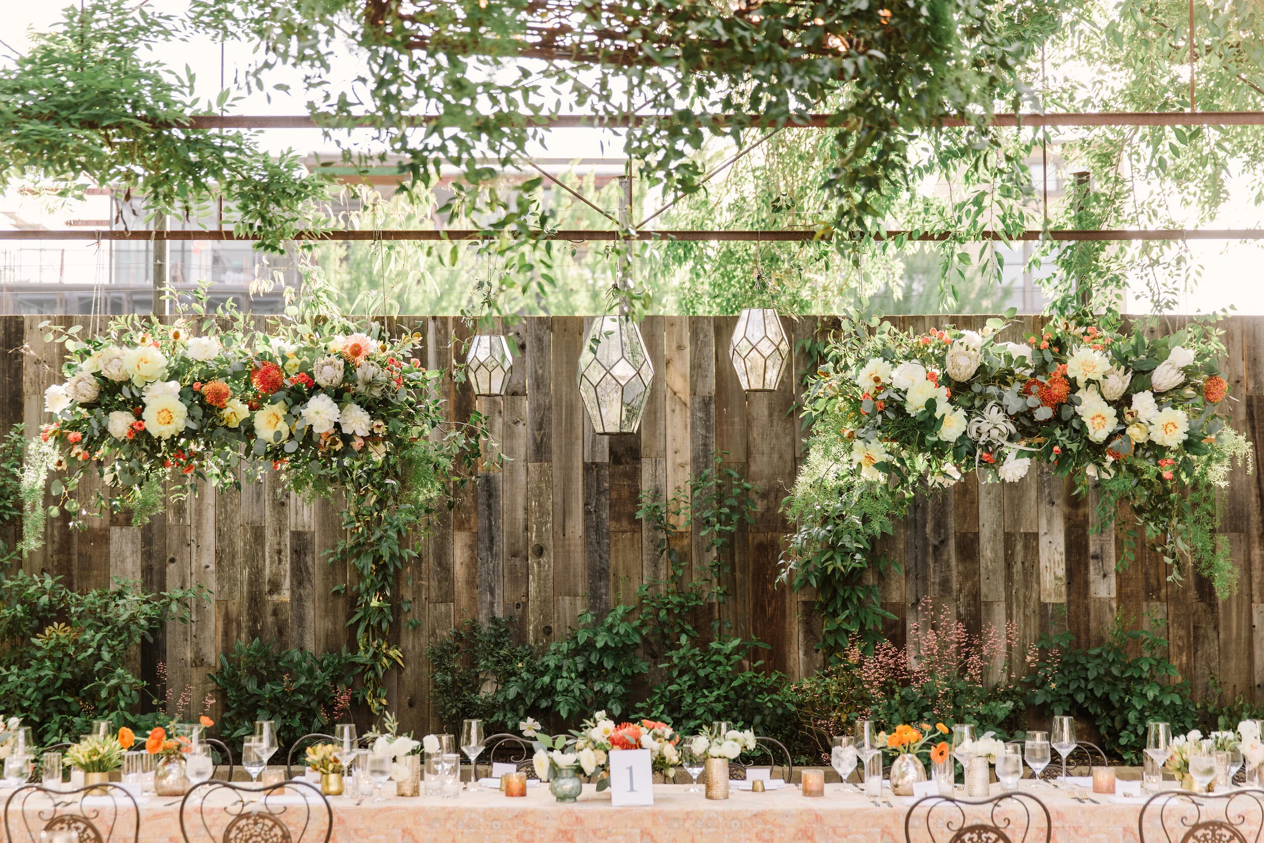 White roses orange poppies blush roses white peonies for outdoor Sonoma wedding image name: wedding-florist-boise-780
