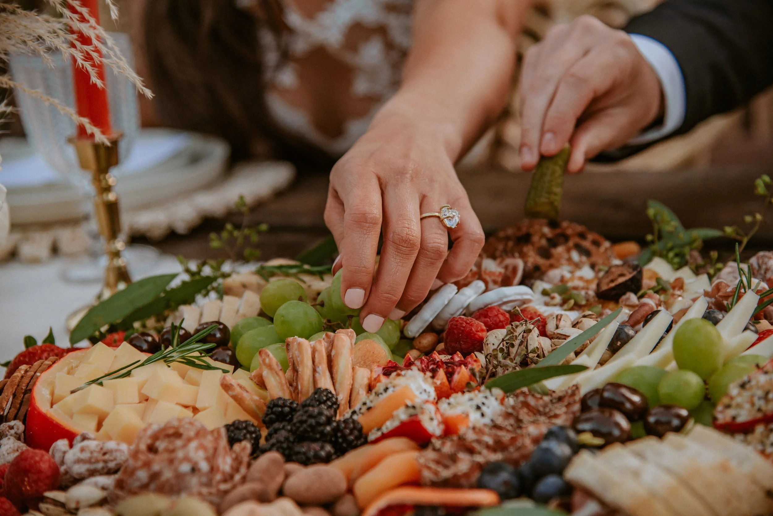 Bride groom charcuterie board Bay Area California wedding. Image name: wedding-florist-boise-114