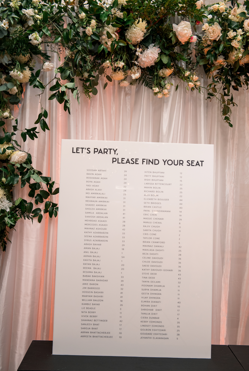 Table arrangement sign for San Francisco, CA wedding image name: wedding-florist-boise-390
