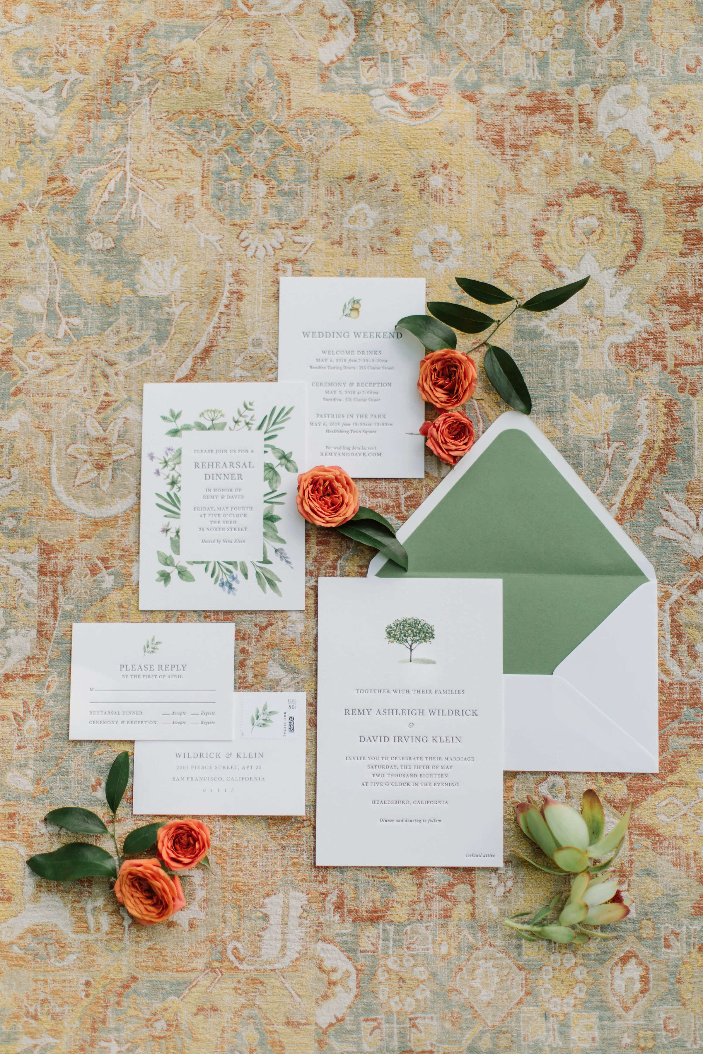 Wedding invitation for Sonoma County wedding with orange poppies image name: wedding-florist-boise-778