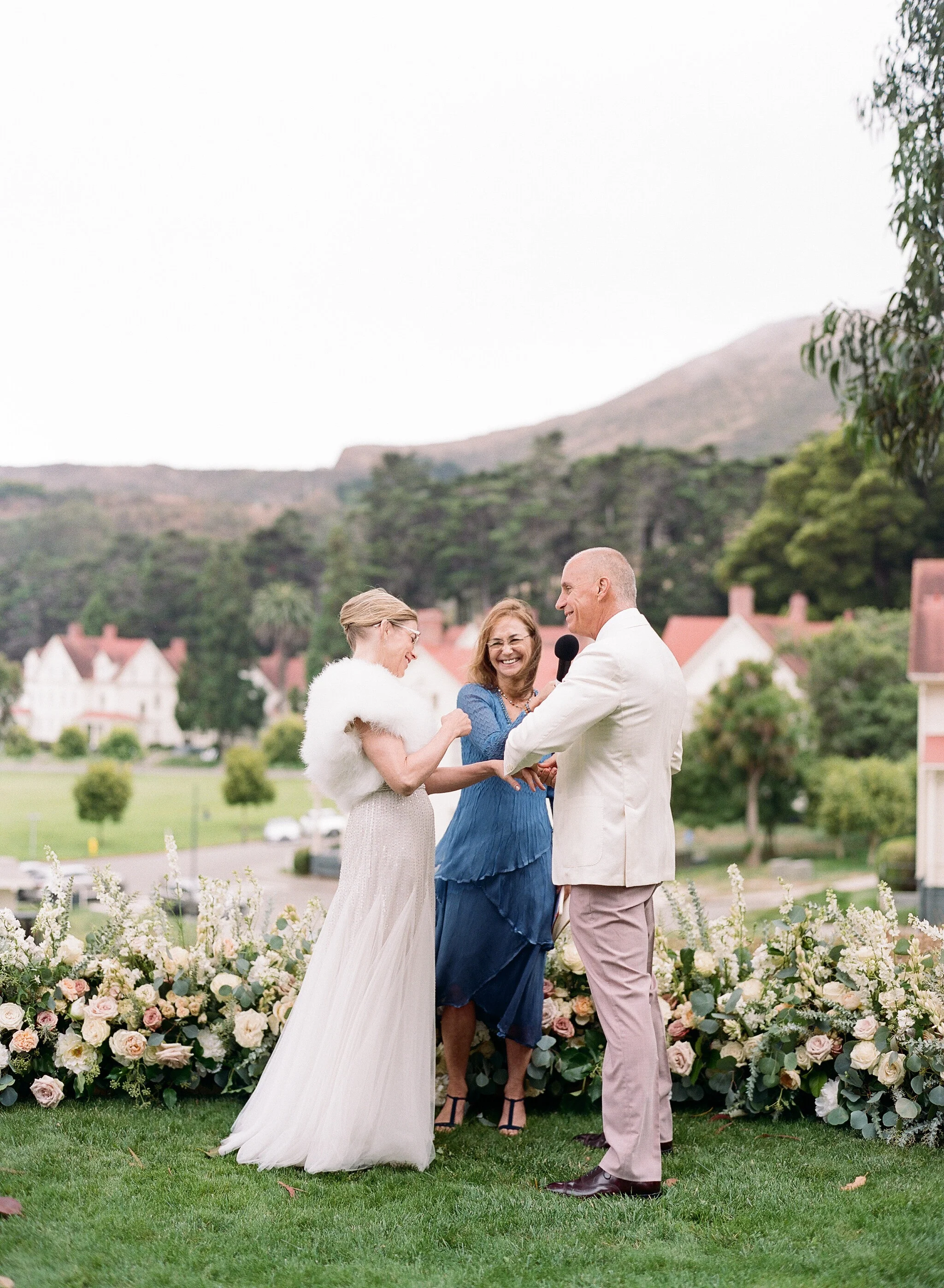 Couple exchange vows at Cavallo Point wedding in San Francisco CA image name: wedding-florist-boise-589