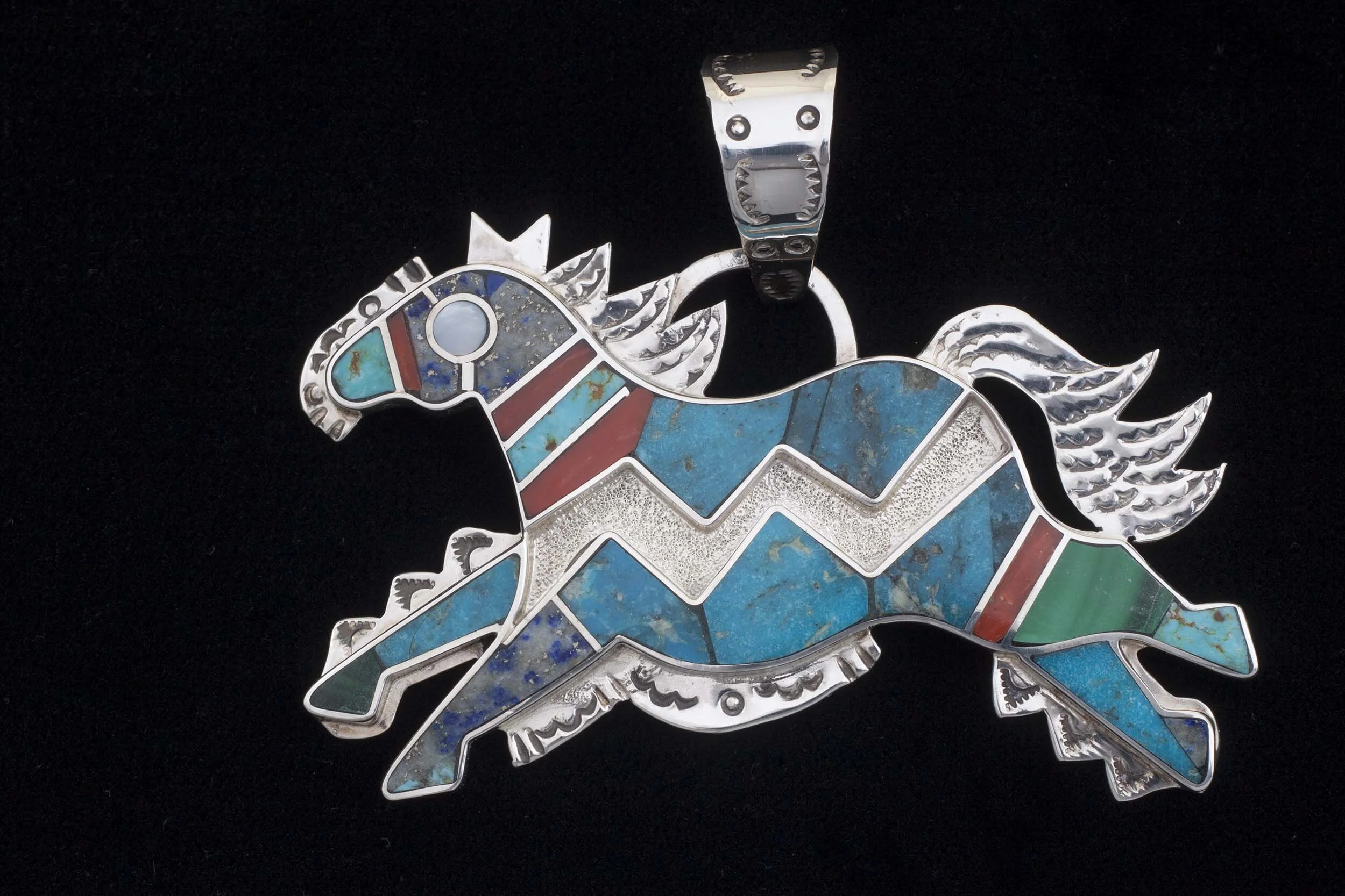 Silver and turquoise inlay pendant