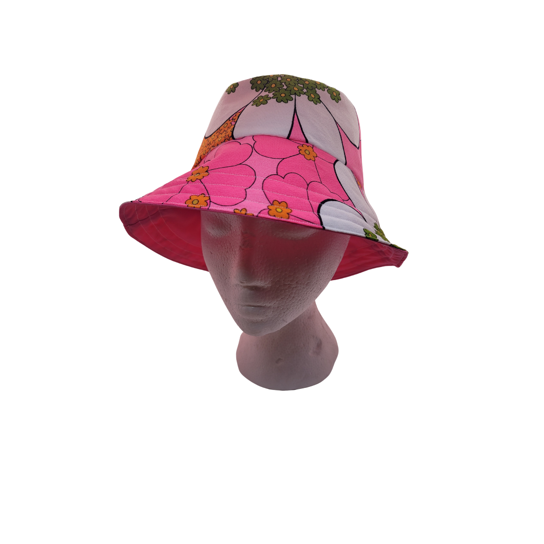 Hot Pink 70's Pattern Bucket Hat — Aumoana Designs