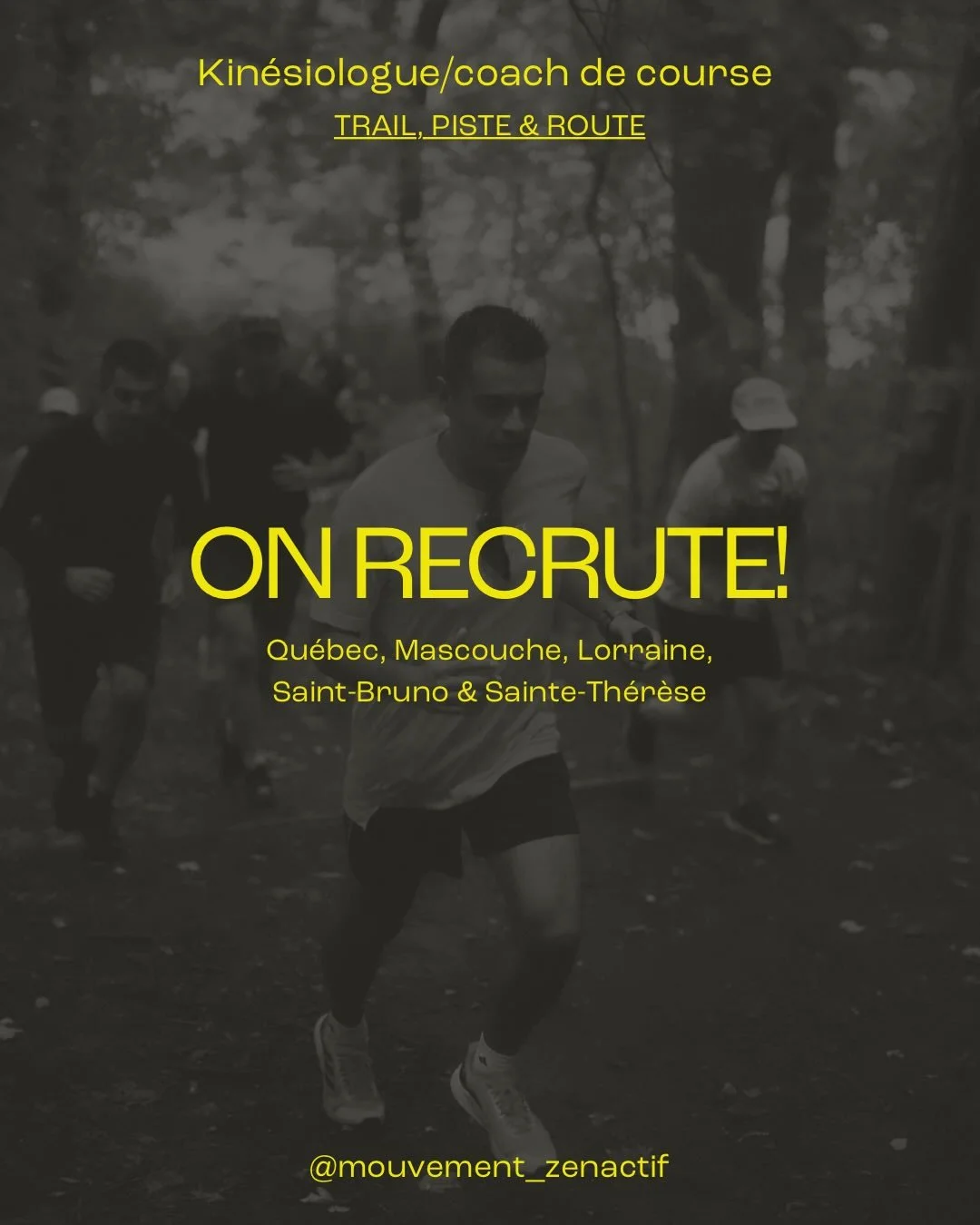 🏃🏽&zwj;♀️🏃🏽&zwj;♂️ Pr&ecirc;t.e &agrave; partager ta passion pour la course? 

Mouvement zen actif est &agrave; la recherche de coach de course/kin&eacute;siologue pour animer des cours de groupe TRAIL, PISTE et/ou ROUTE 🔥

🗓️ 1 &agrave; 2 soir