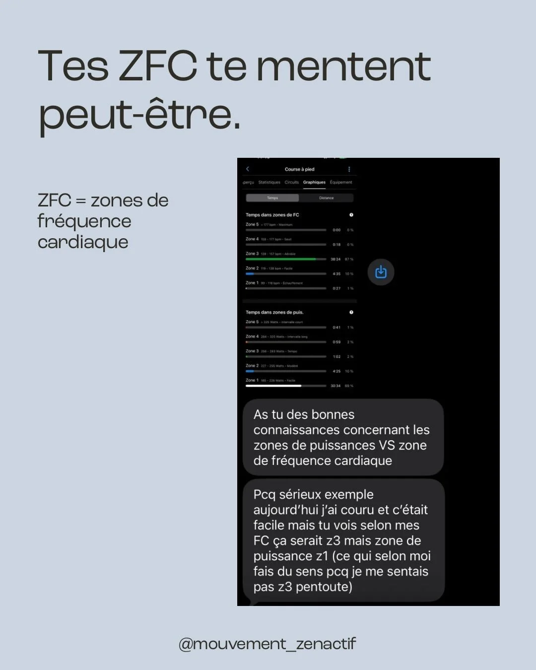 Ta montre a-t-elle toujours raison? 🧐

On a tous d&eacute;j&agrave; trouv&eacute; que nos fr&eacute;quence cardiaques ne repr&eacute;sentaient pas l&rsquo;effort fournis dans notre course &hellip; 

Dans ce carrousel on t&rsquo;explique pourquoi il 
