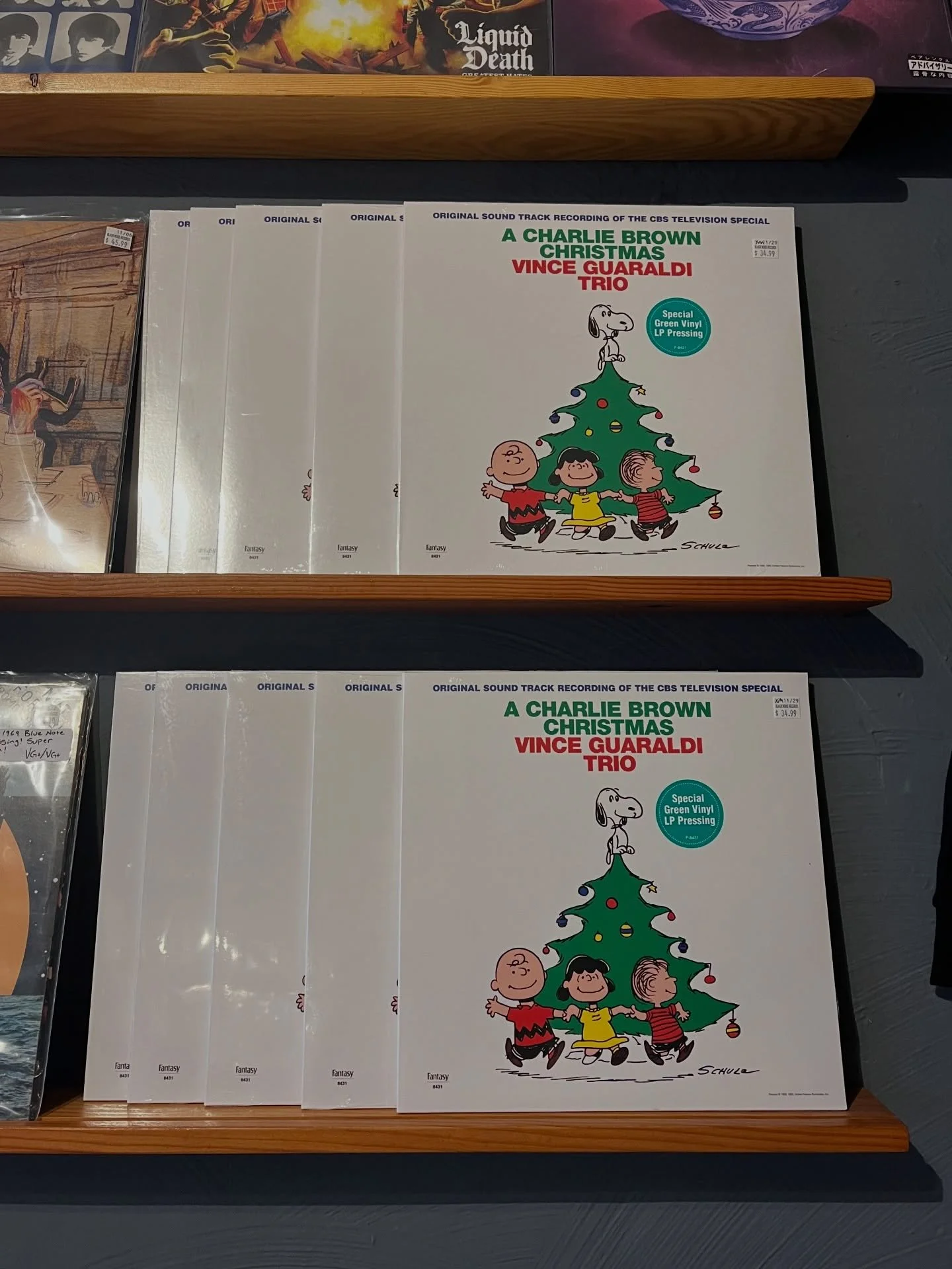 More Holiday restocks out now 🌲 

10 copies of Charlie Brown Xmas on green wax, vinyl cleaning kits, Audio Technica needles, DOOM figures, inner outer sleeves, @staticannihilator record cleaner, and more! 

Come see us! Open 11-7pm Wednesday to Sund