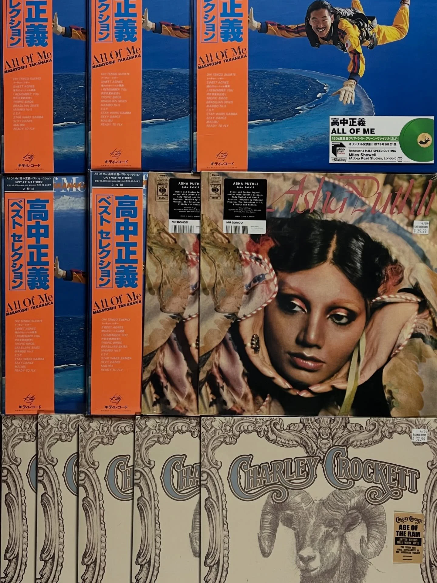 Exciting new release day. New Takanaka 2LP half speed cut, Asha Puthli RE on @mrbongosync and new Charley Crockett, while supplies last. Lots more to see come check us out! Buying and selling media daily 11am to 7pm at 1230 Bay St ✌🏽