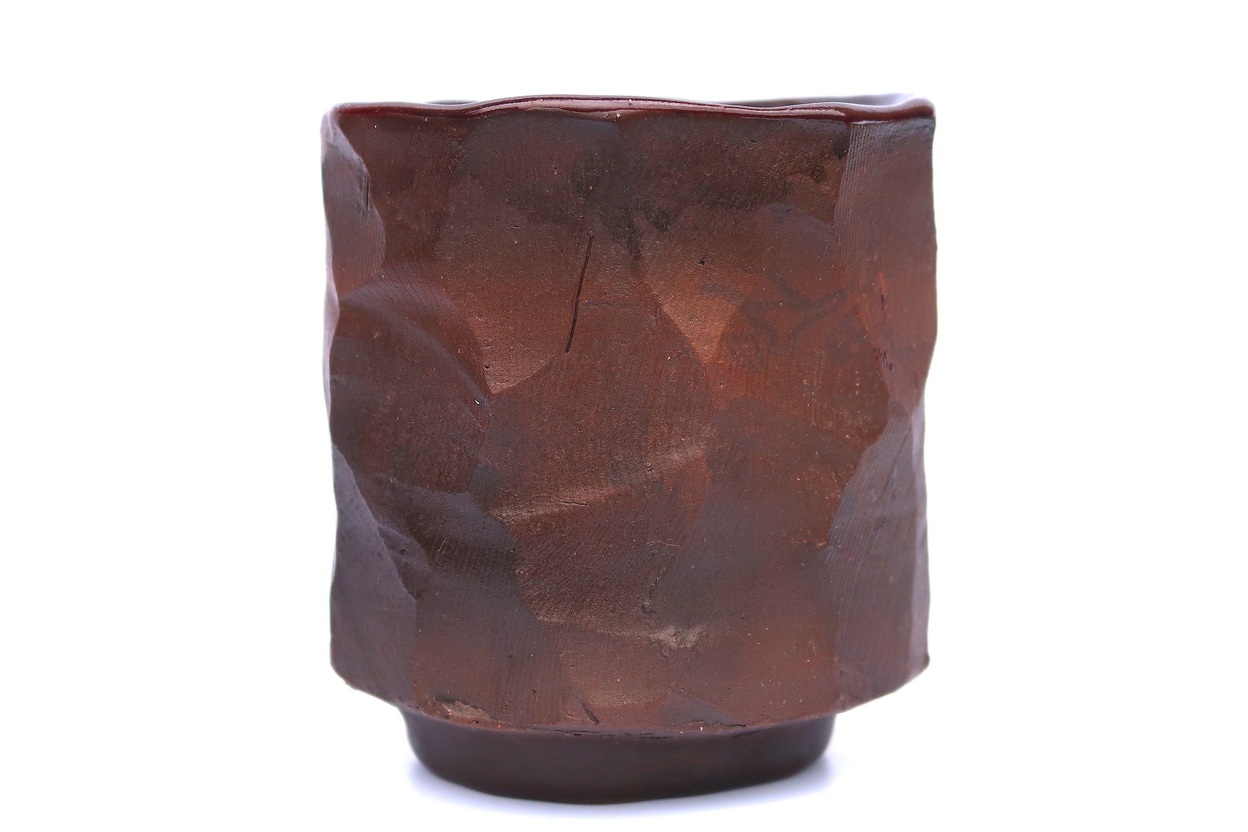 "Lascaux Longhorn #5: Burnt Umber Oxen "; Earthenware, Aventurine Glaze, Manganese oxide; 2025