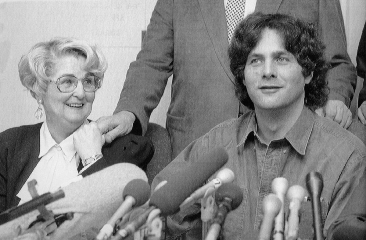 David with his mother Joyce at a press conference.jpg