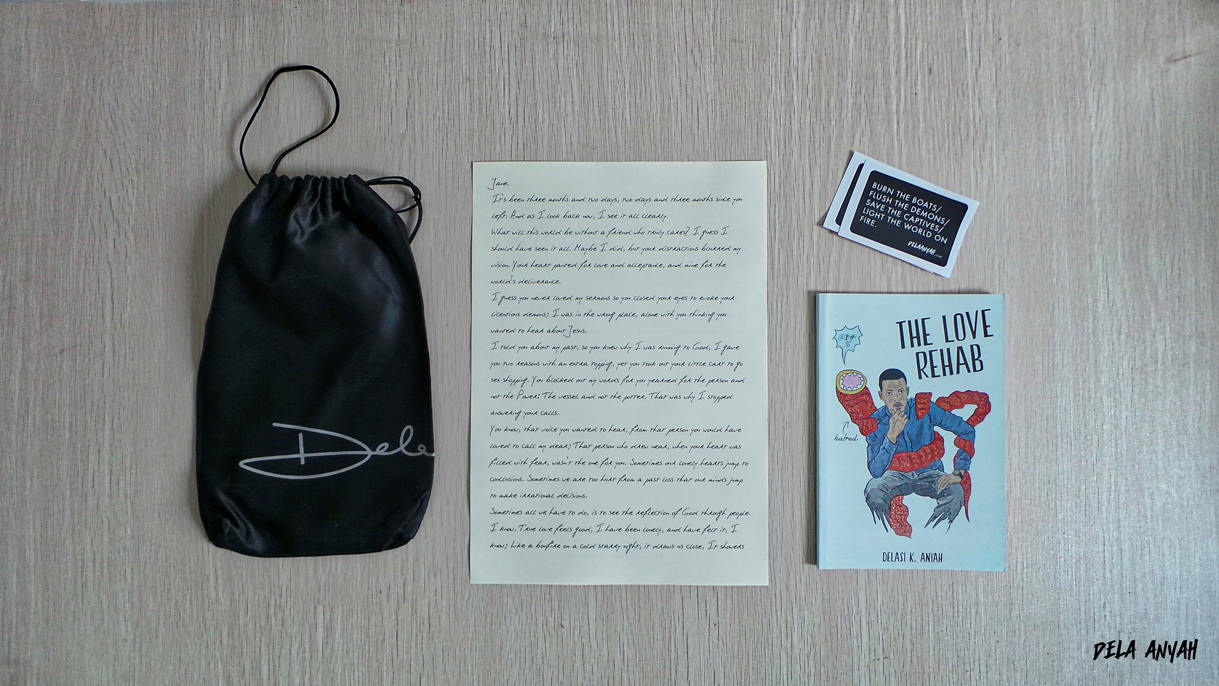 This package includes: The Love Rehab Book, two stickers and a letter to Jane (the protagonist) from her confidant. The Love Rehab is a poem that mainly centers on a cocotte named Jane; a member of a noxious cabal whose pursuit of freedom turned tragic after she severed ties with a fledgling preacher set out to rescue her. It's a short story filled with themes of religious conspiracy, a young adult's yearning for love and struggles with loneliness; vendetta against cocottes and sorceresses; drug overdose and death; the realities of Christian Evangelism, repentance and Jesus' Saving Grace and love for mankind.