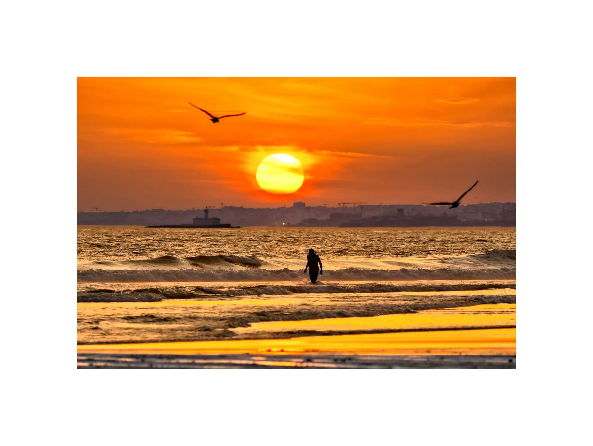 Costa da Caparica - (Pôr do Sol Vermelho, Silhueta 1 42) (30x40)