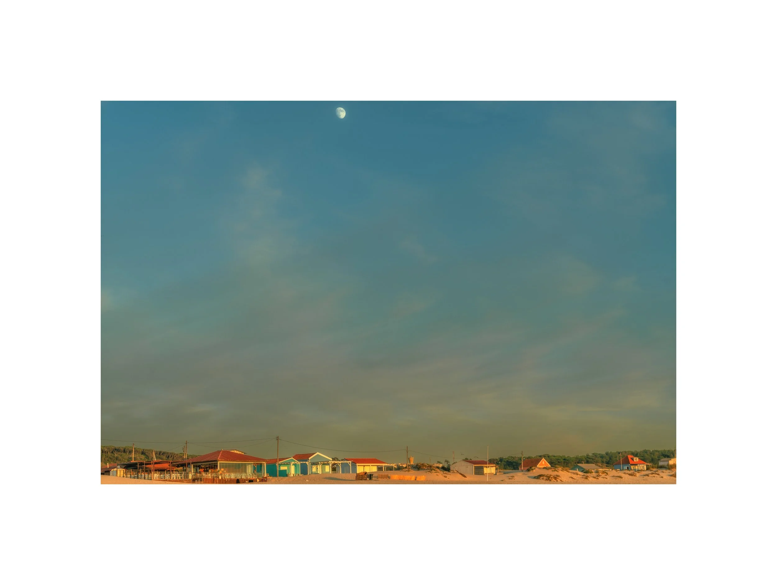 Costa da Caparica - (Praia, Casas, Lua Cheia 14) (30x40)