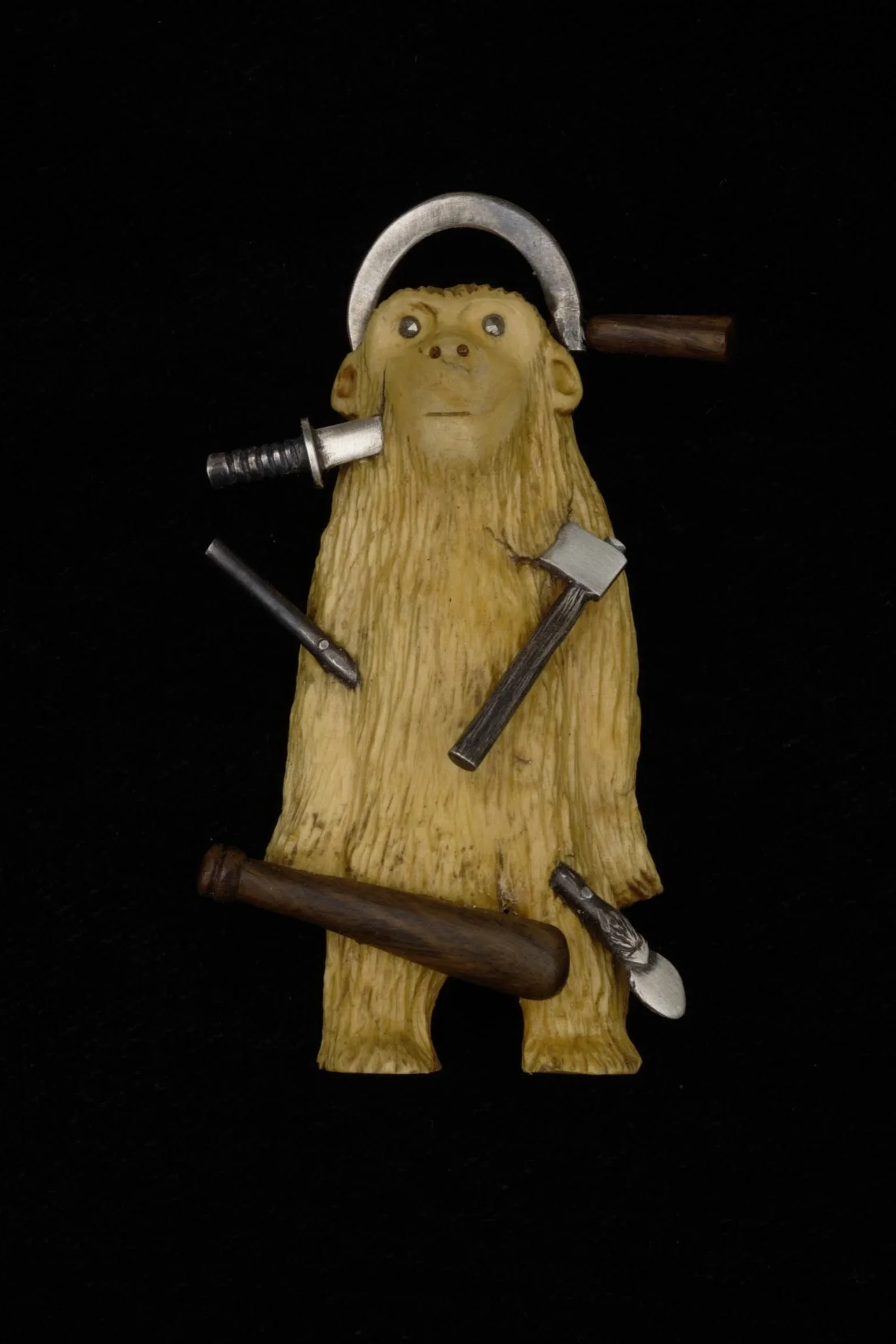 Wounded man. Box wood, sterling silver, lignum vitae, marcasite 2023