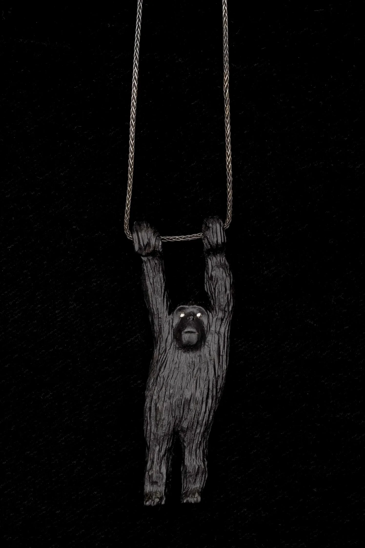 Brachiation.  Ebony sterling silver, marcasite, 2024