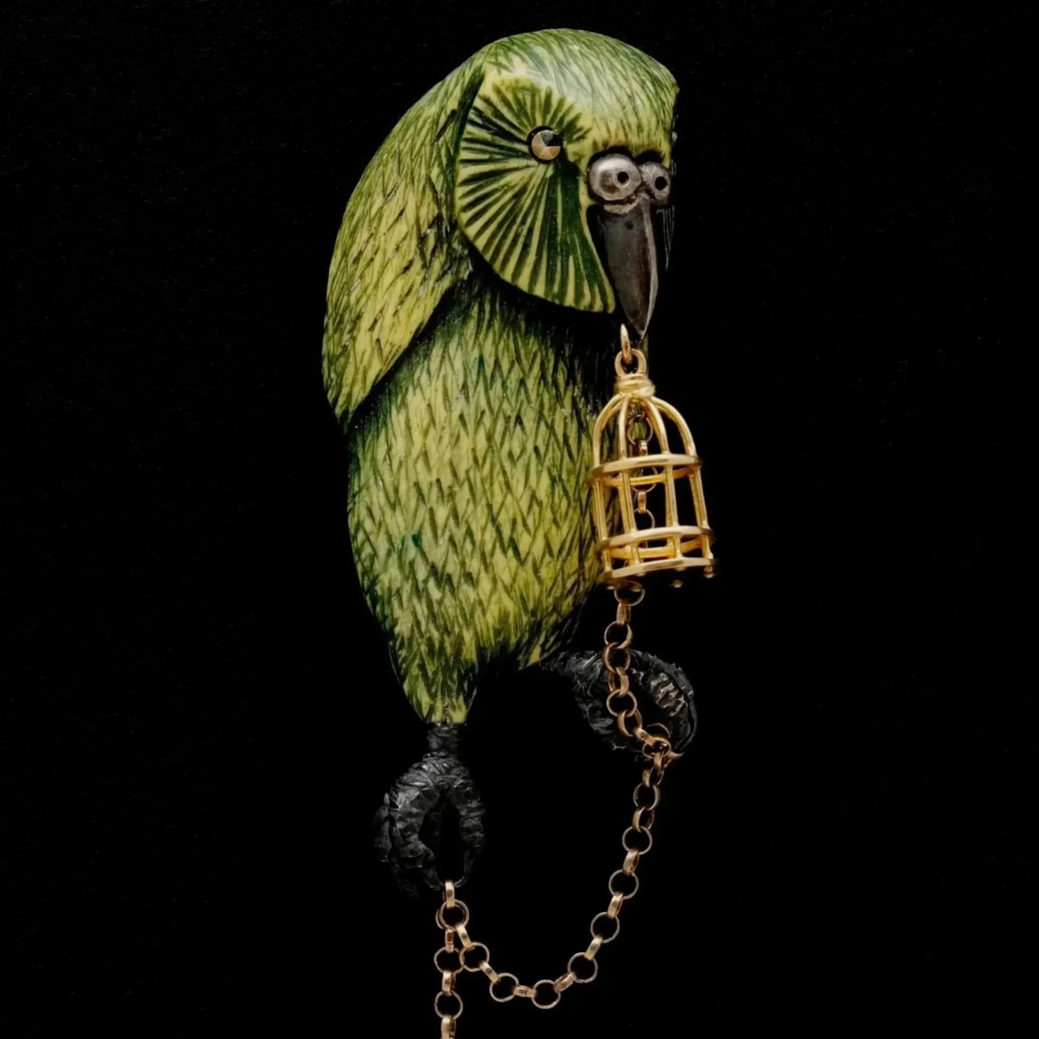 Sir Rococo.  Dyed cow bone, sterling silver, 18ct & 9ct gold, marcasites.  2016