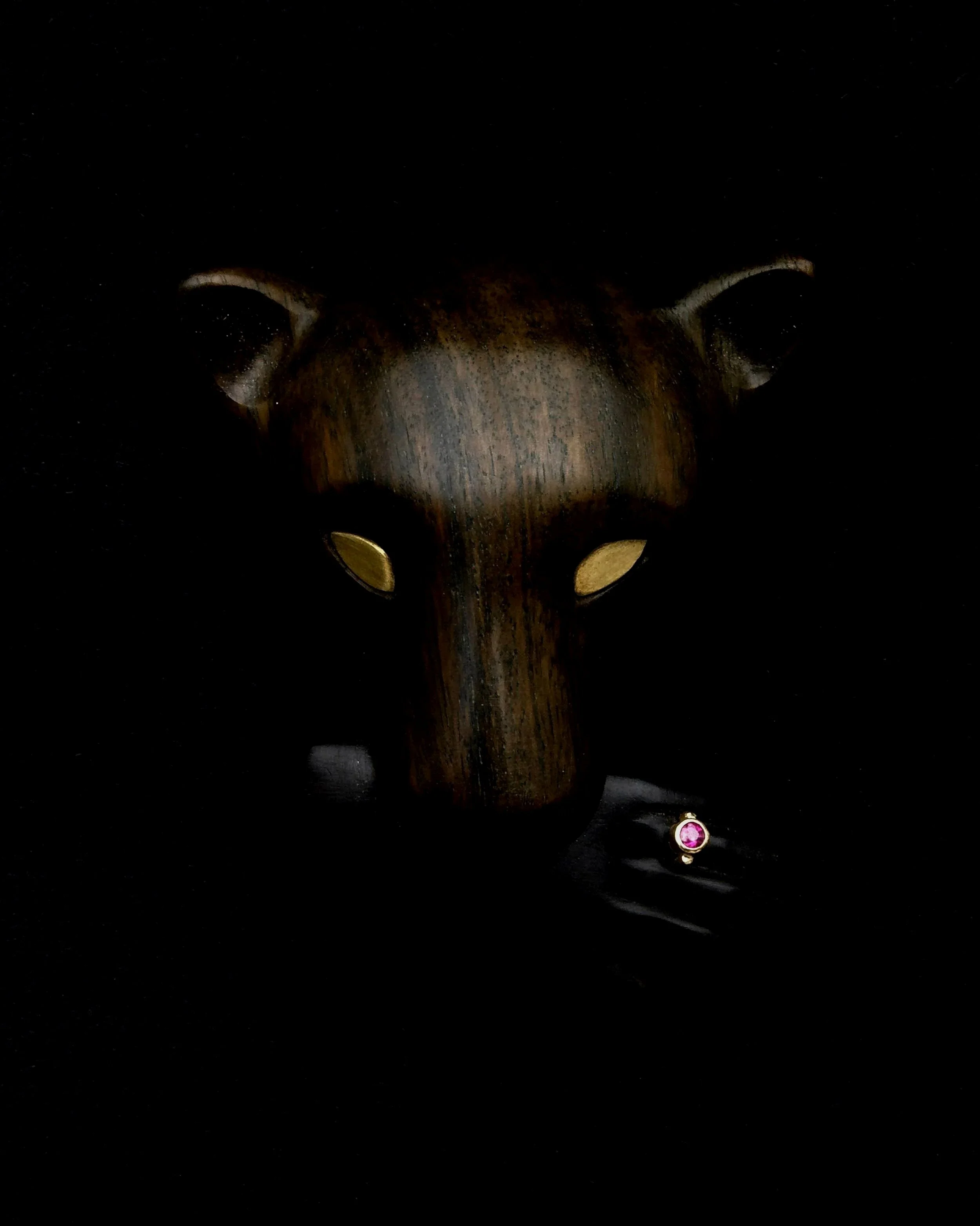 A Jungle Incident.  lignum vitae, ebony, sterling silver, 18ct gold, ruby.  2013